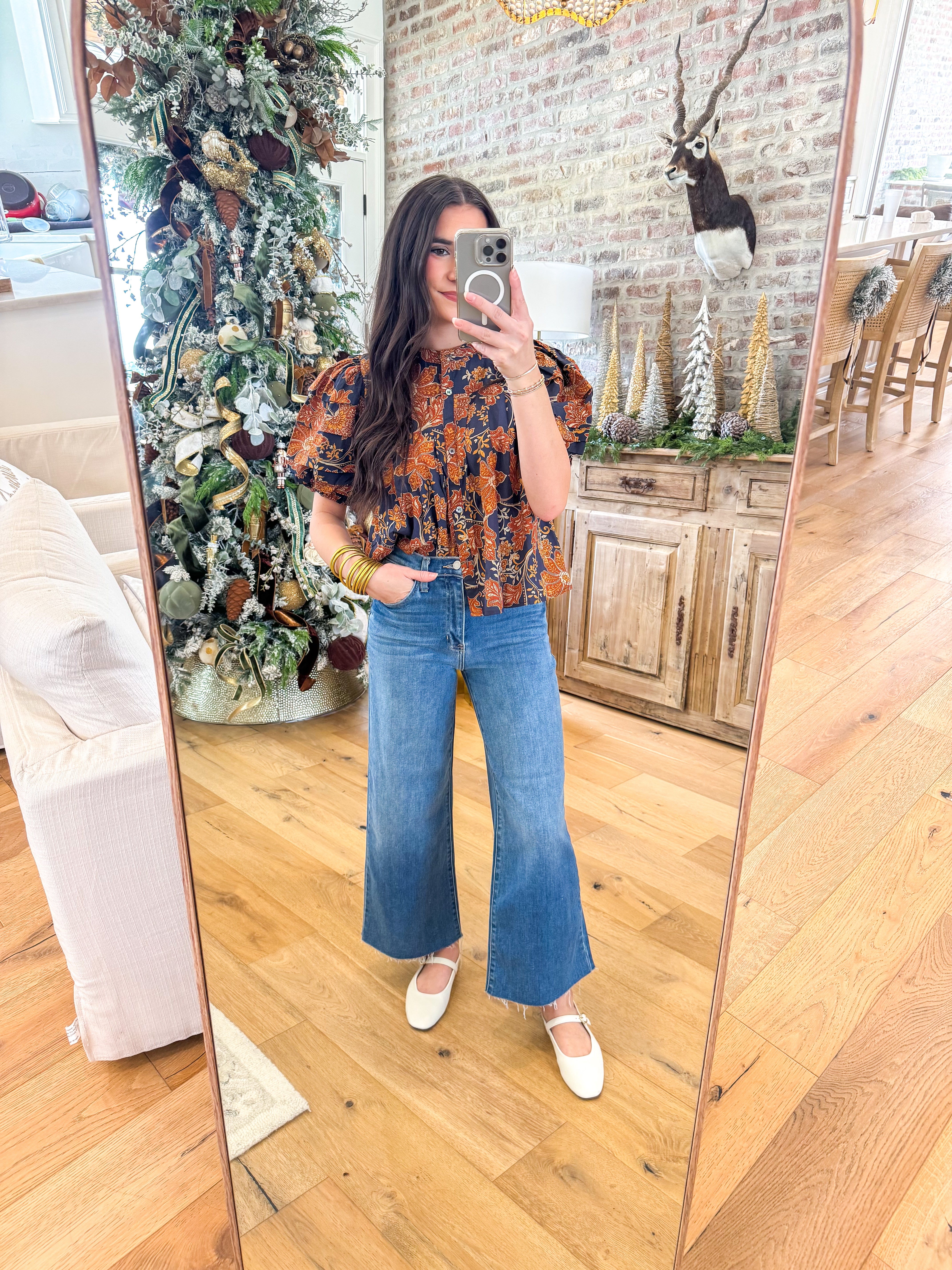 Autumn Bloom Button-Down Top