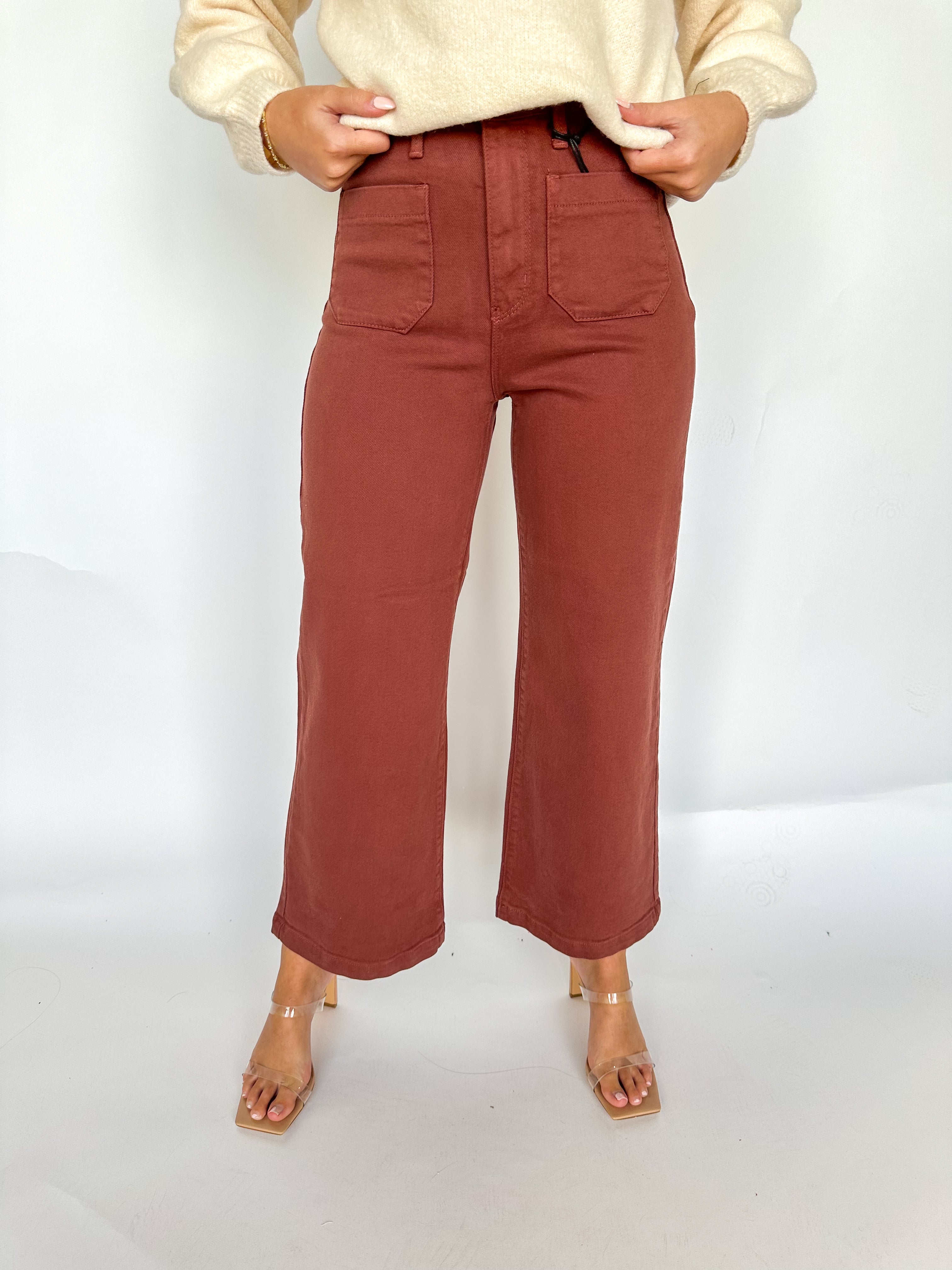 Patch Pocket Wide Leg Bronze