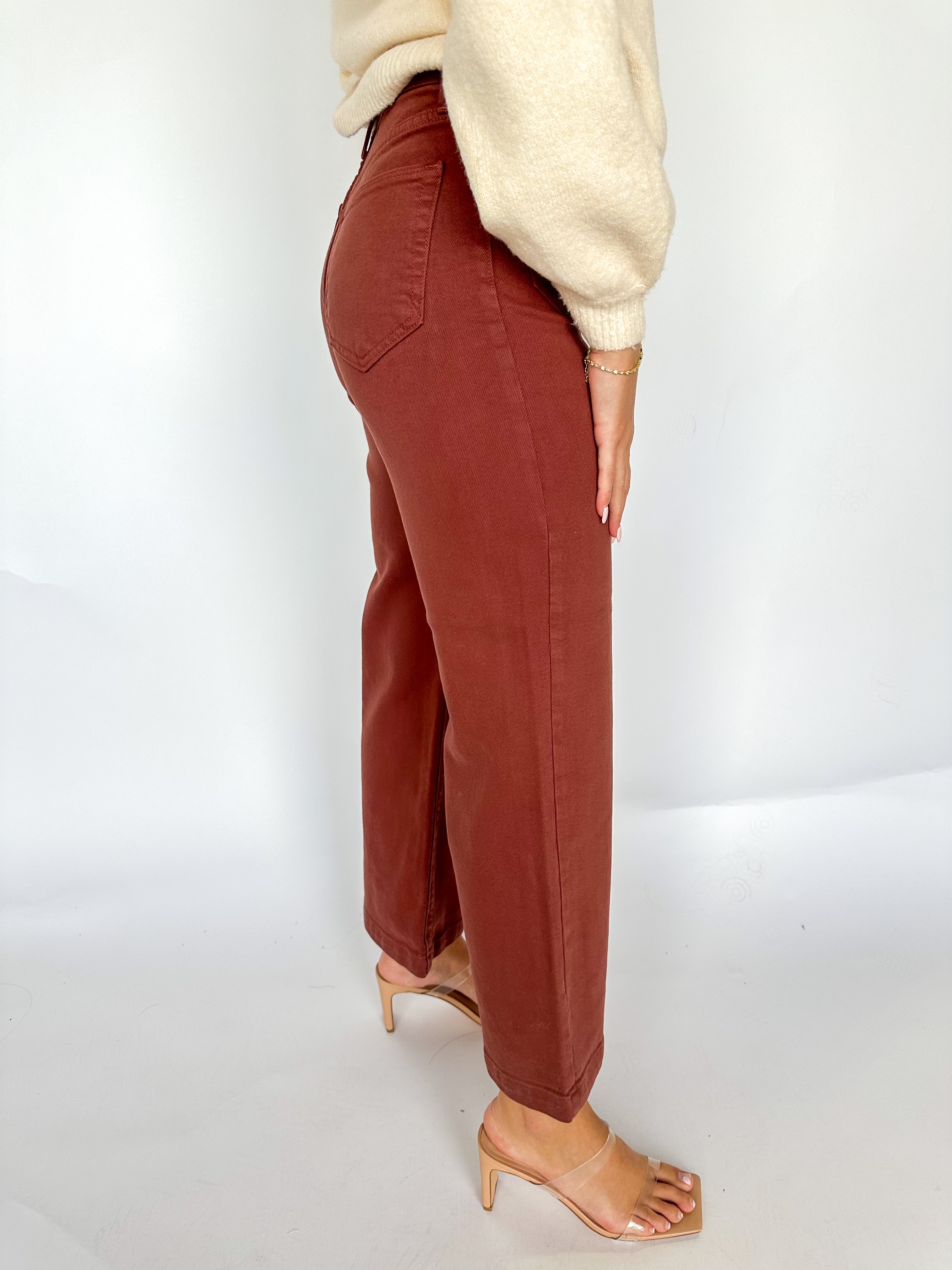 Patch Pocket Wide Leg Bronze