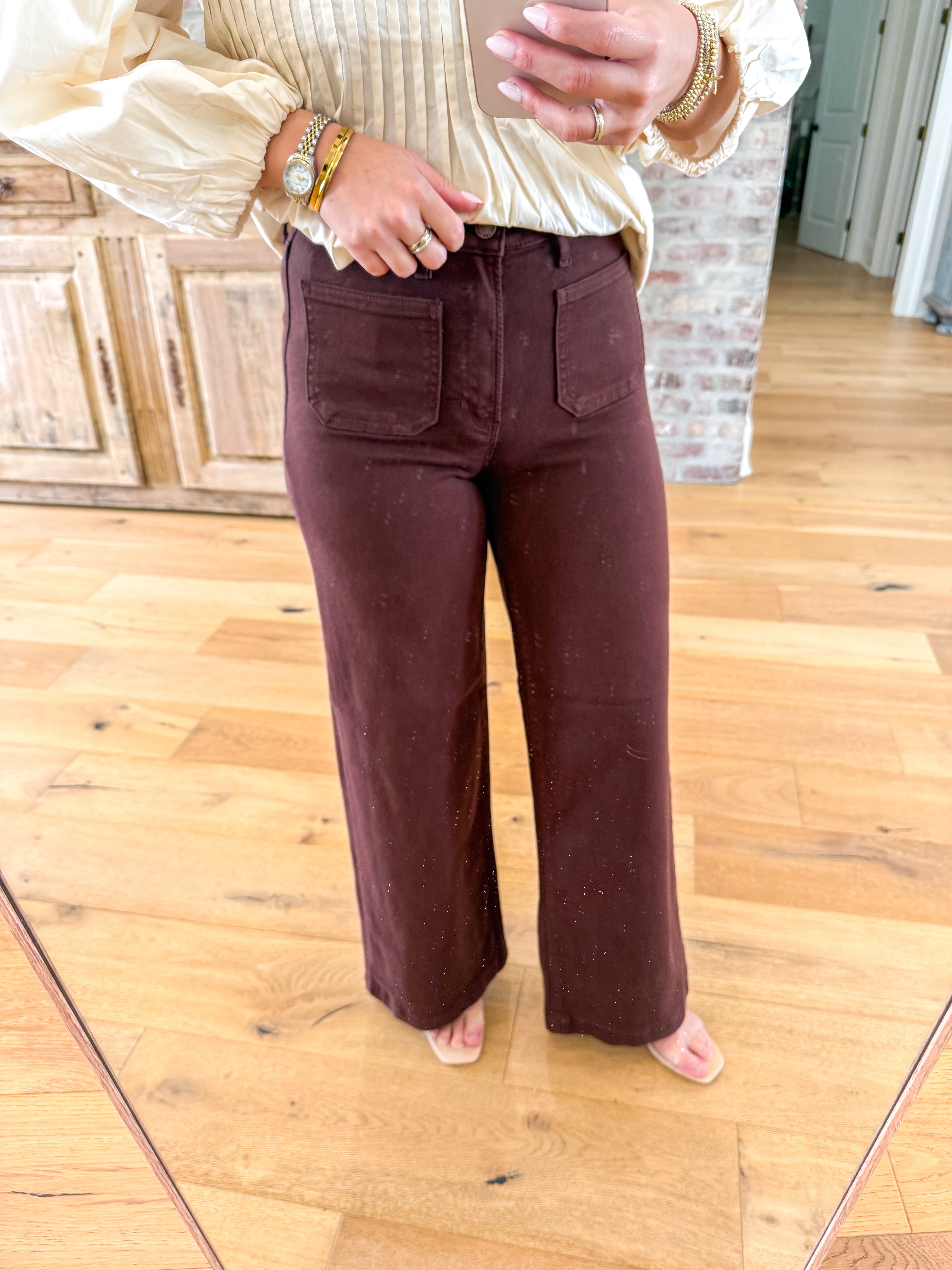 Espresso Mini Patch Pocket Wide Leg