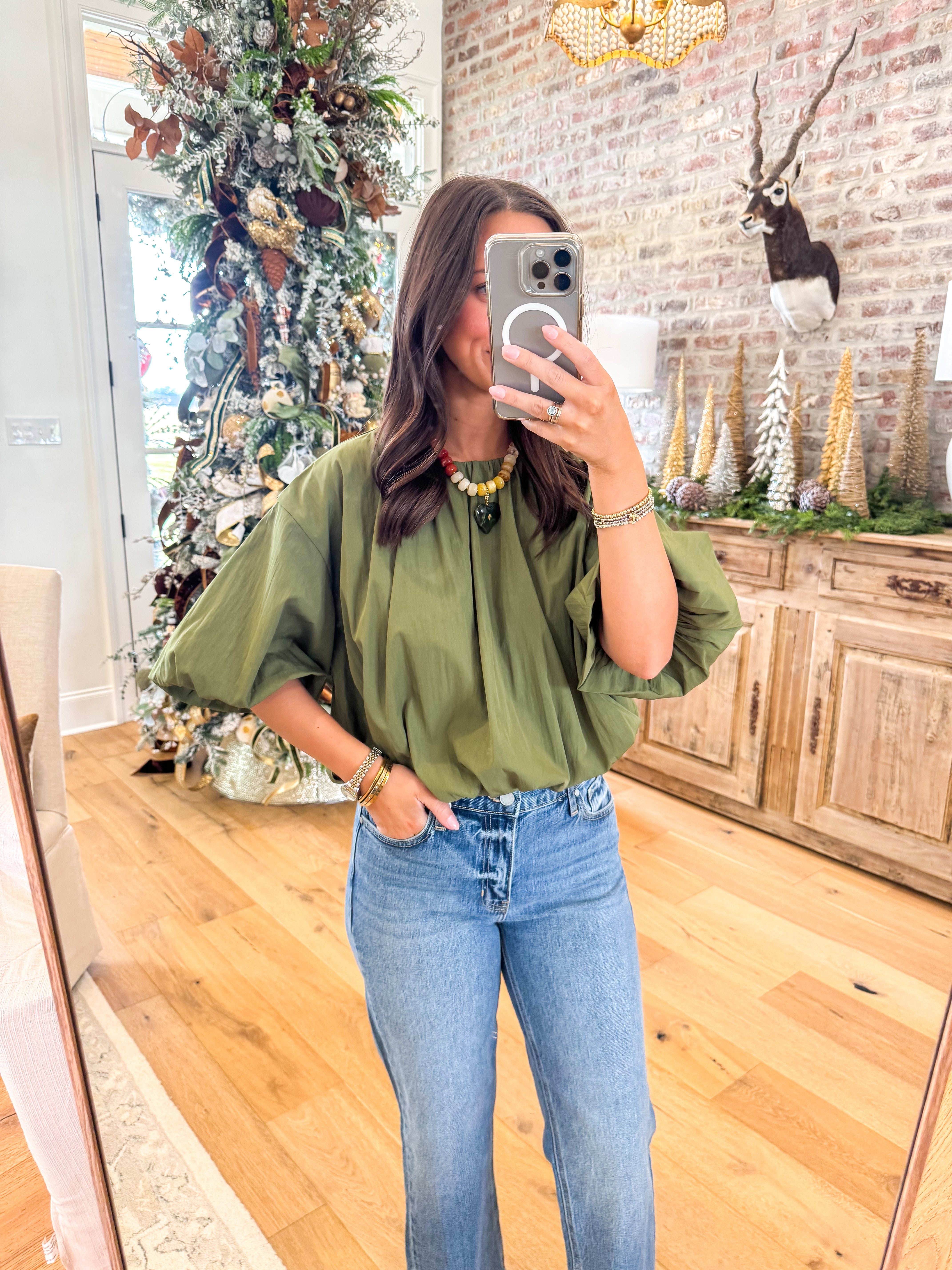 The Bubble Balloon Crop Olive