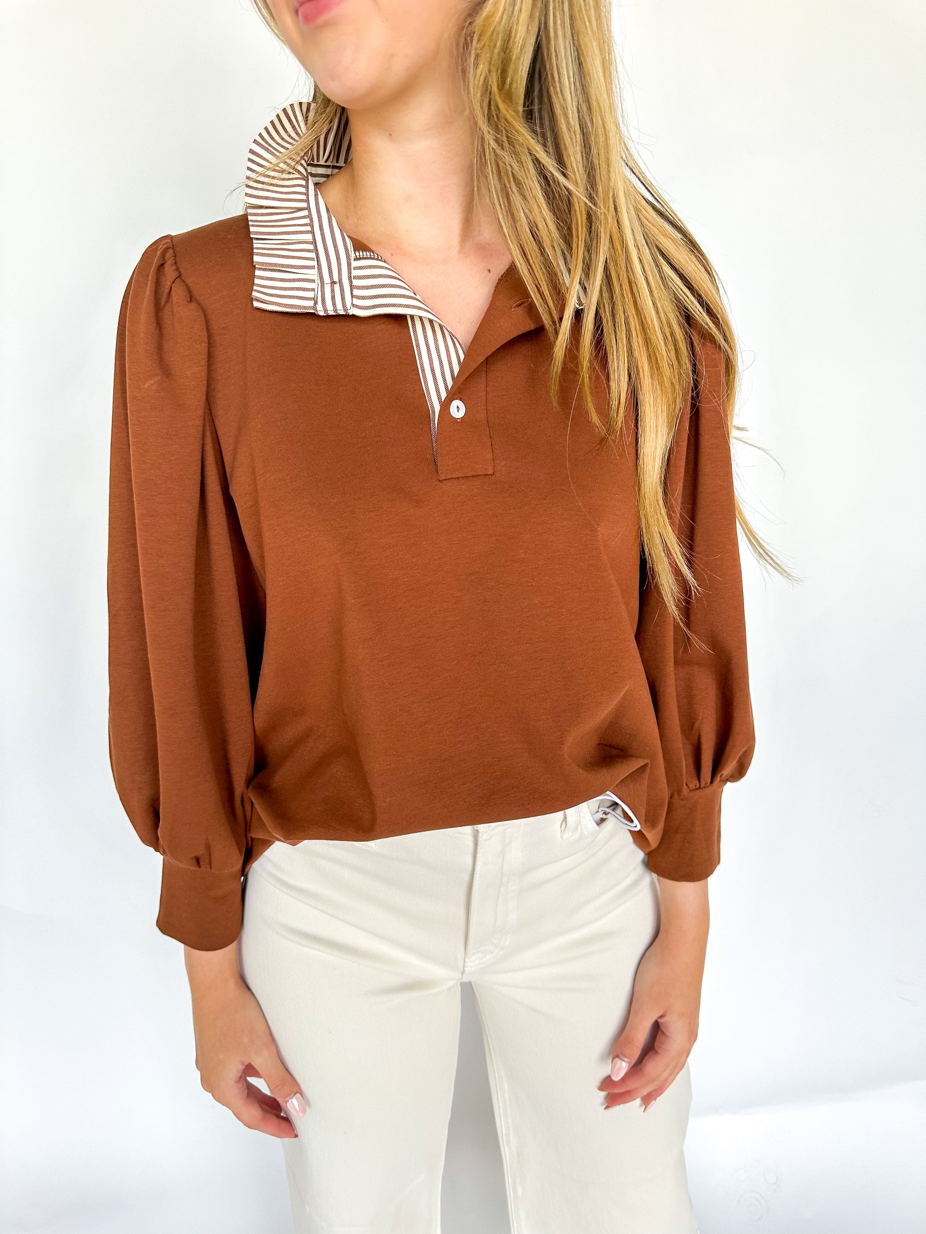 Cozy Upgrade Striped Brown Top