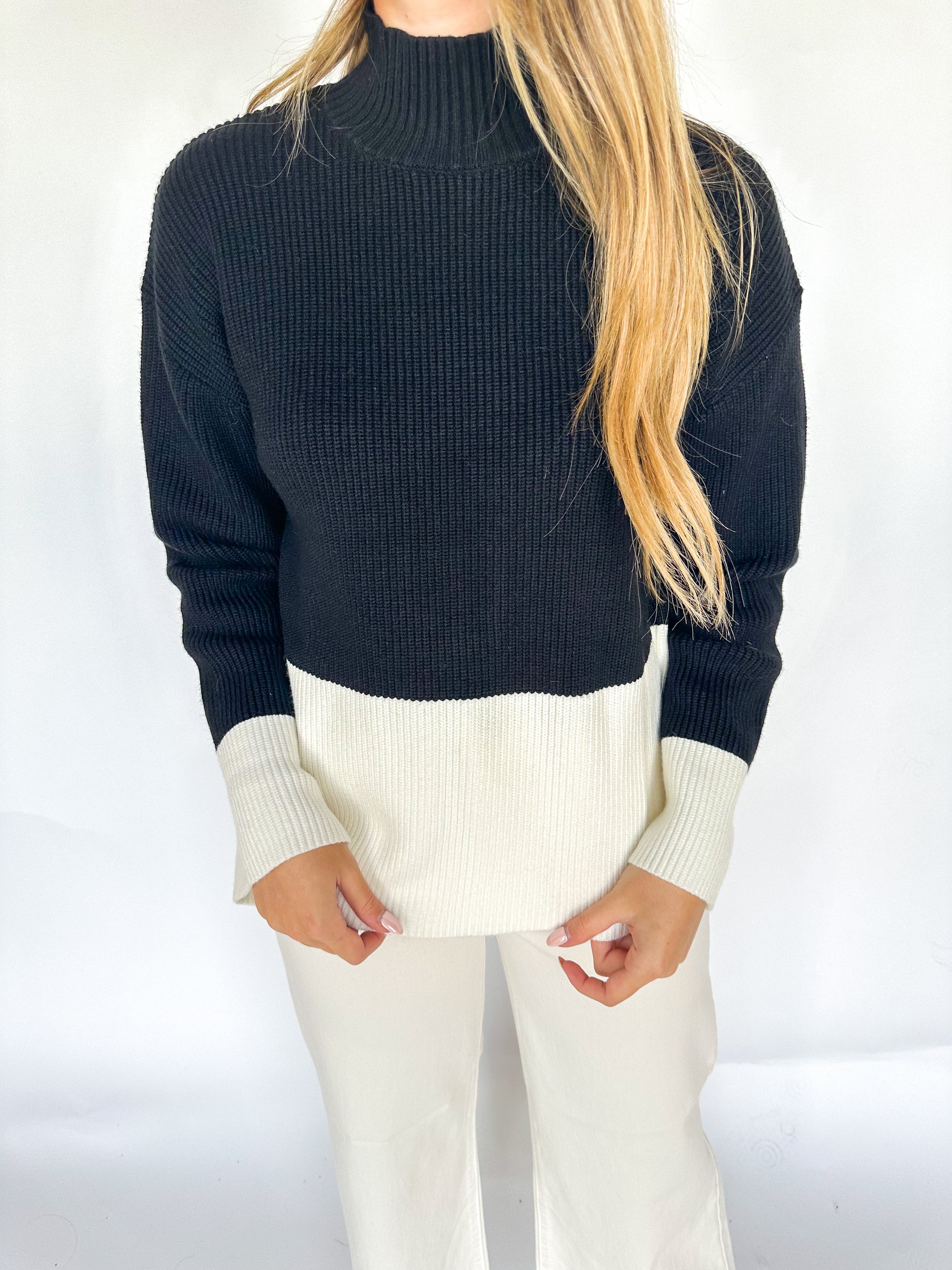 Contrast Turtleneck Sweater