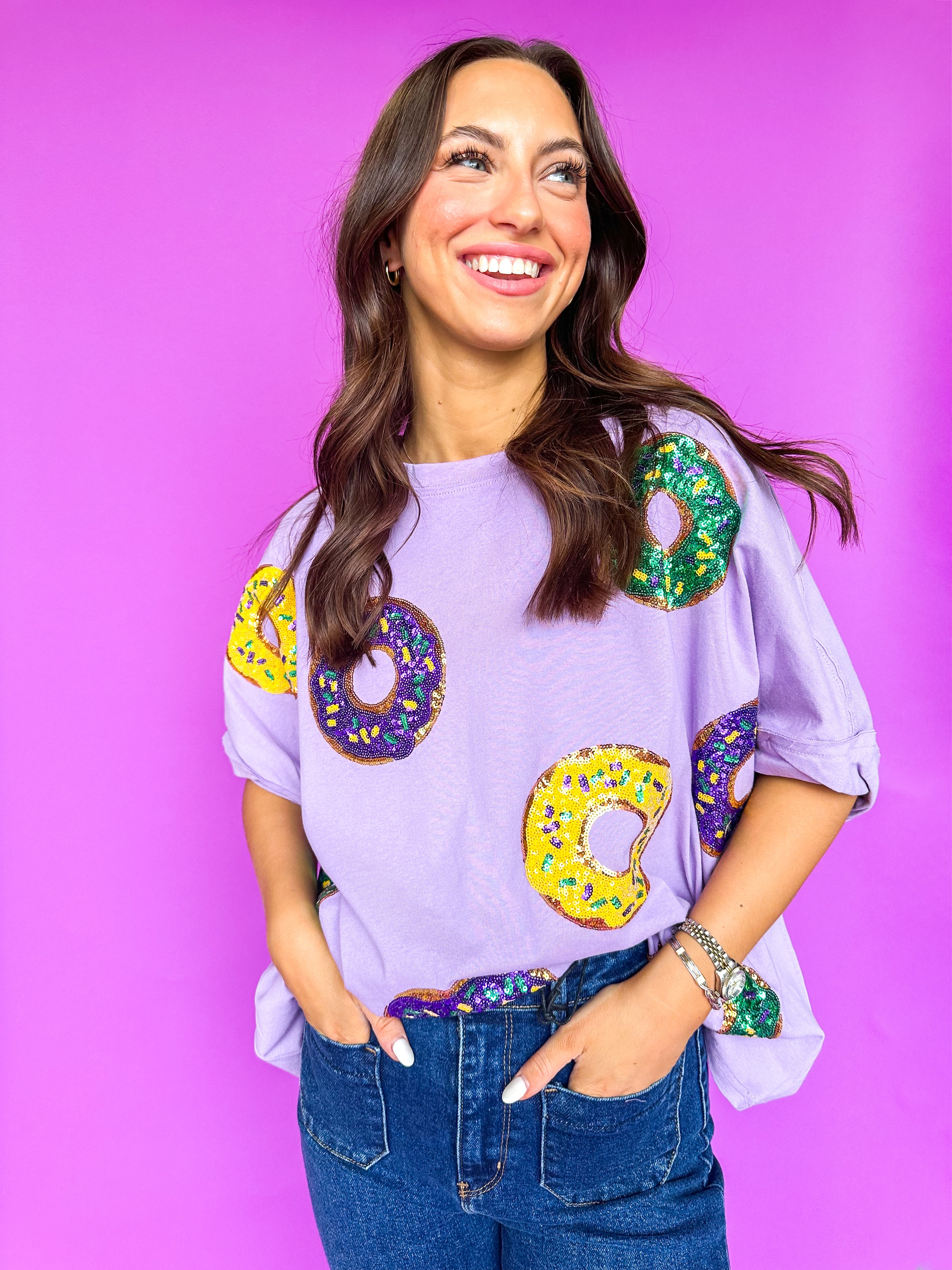 Oversized Tee Sequin MG Donuts Purple