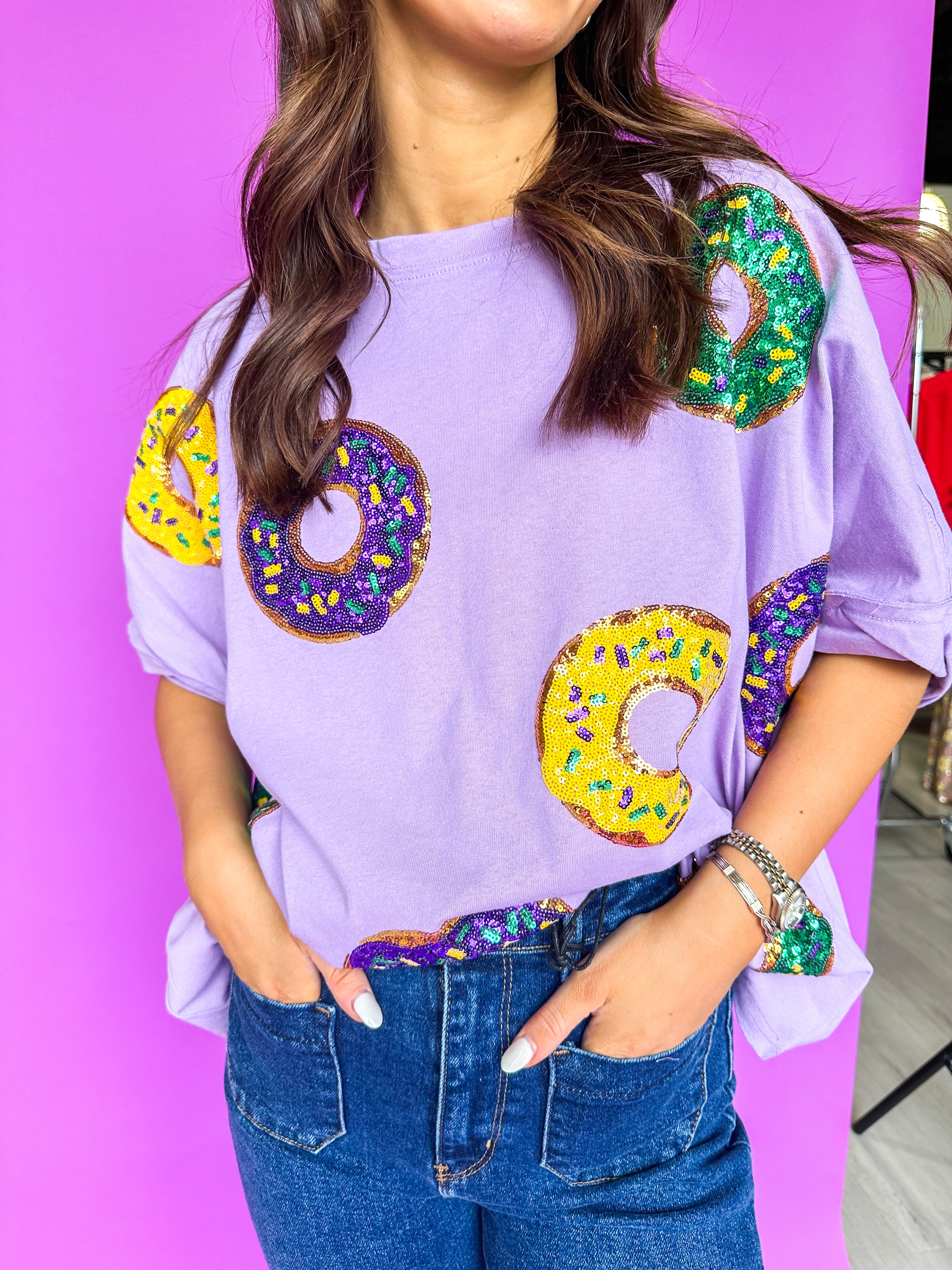 Oversized Tee Sequin MG Donuts Purple