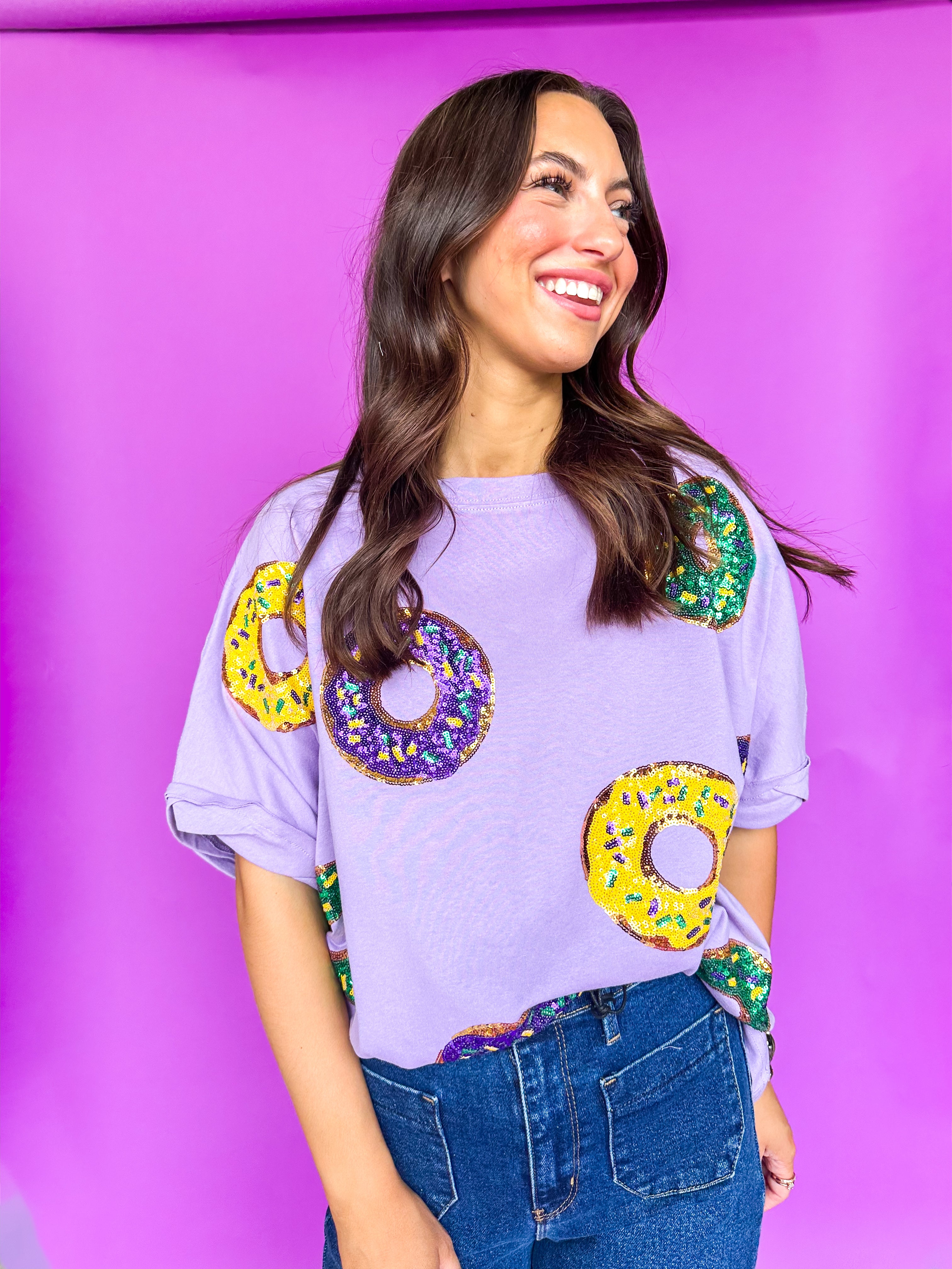 Oversized Tee Sequin MG Donuts Purple