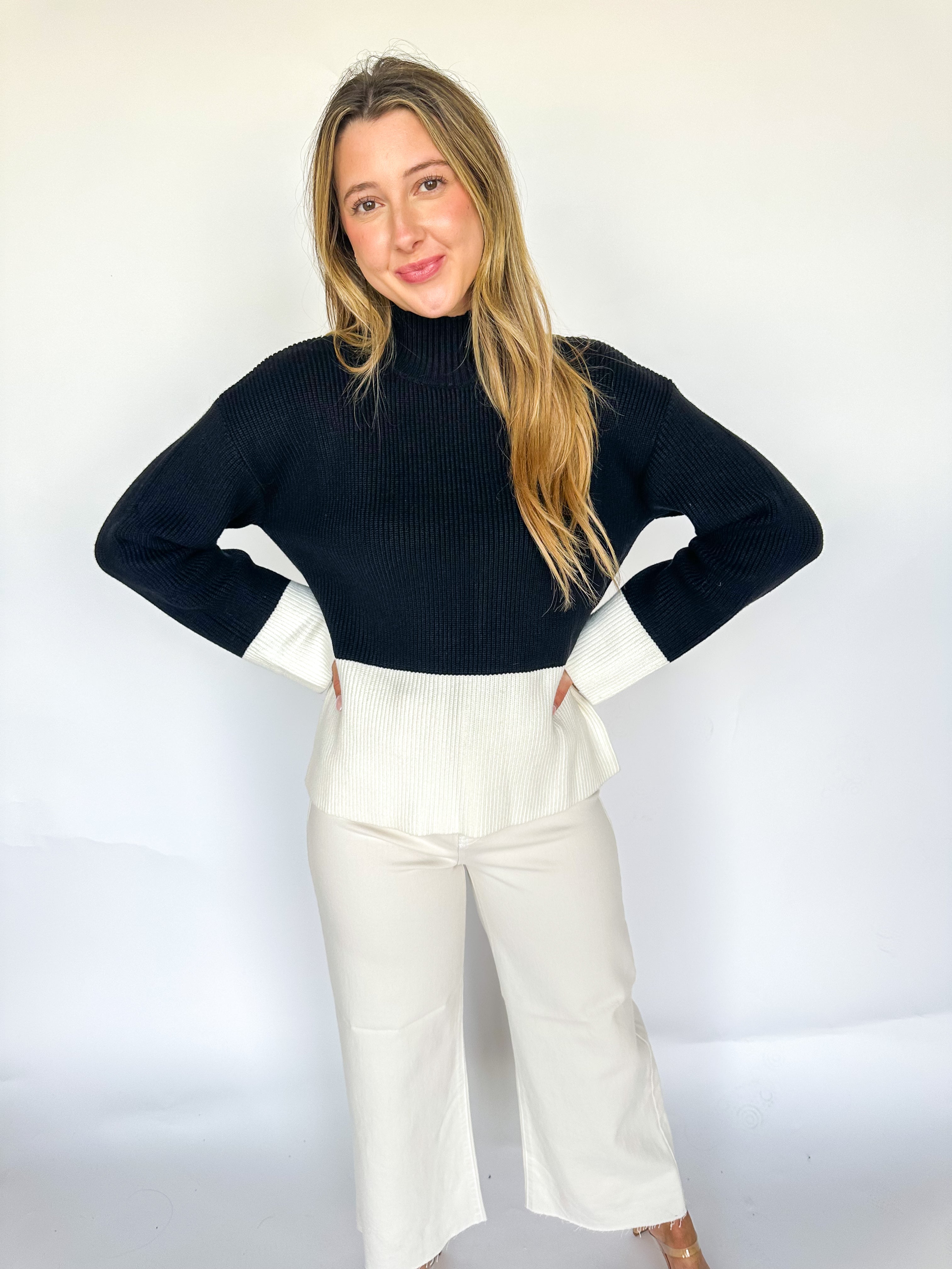 Contrast Turtleneck Sweater