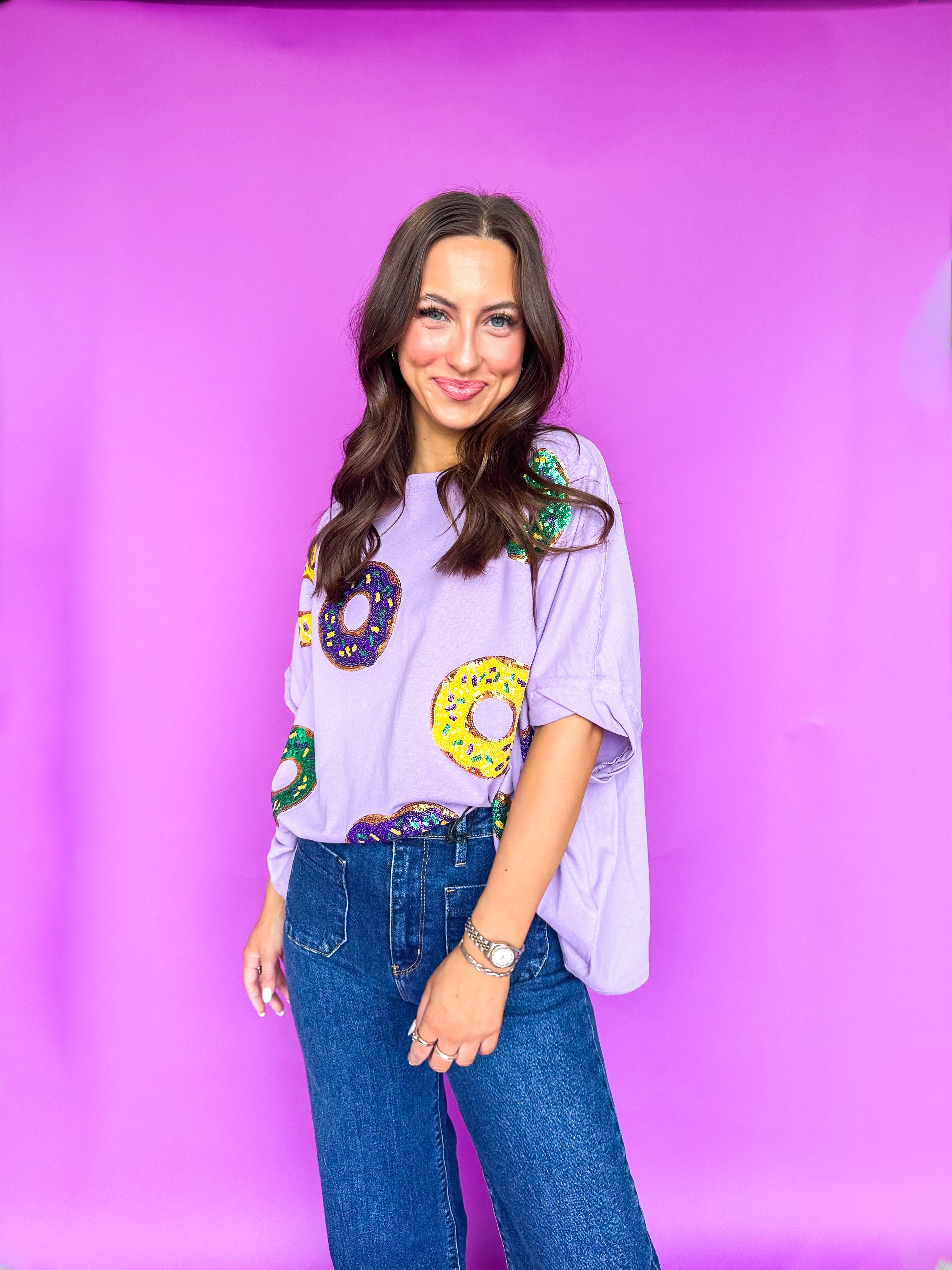 Oversized Tee Sequin MG Donuts Purple