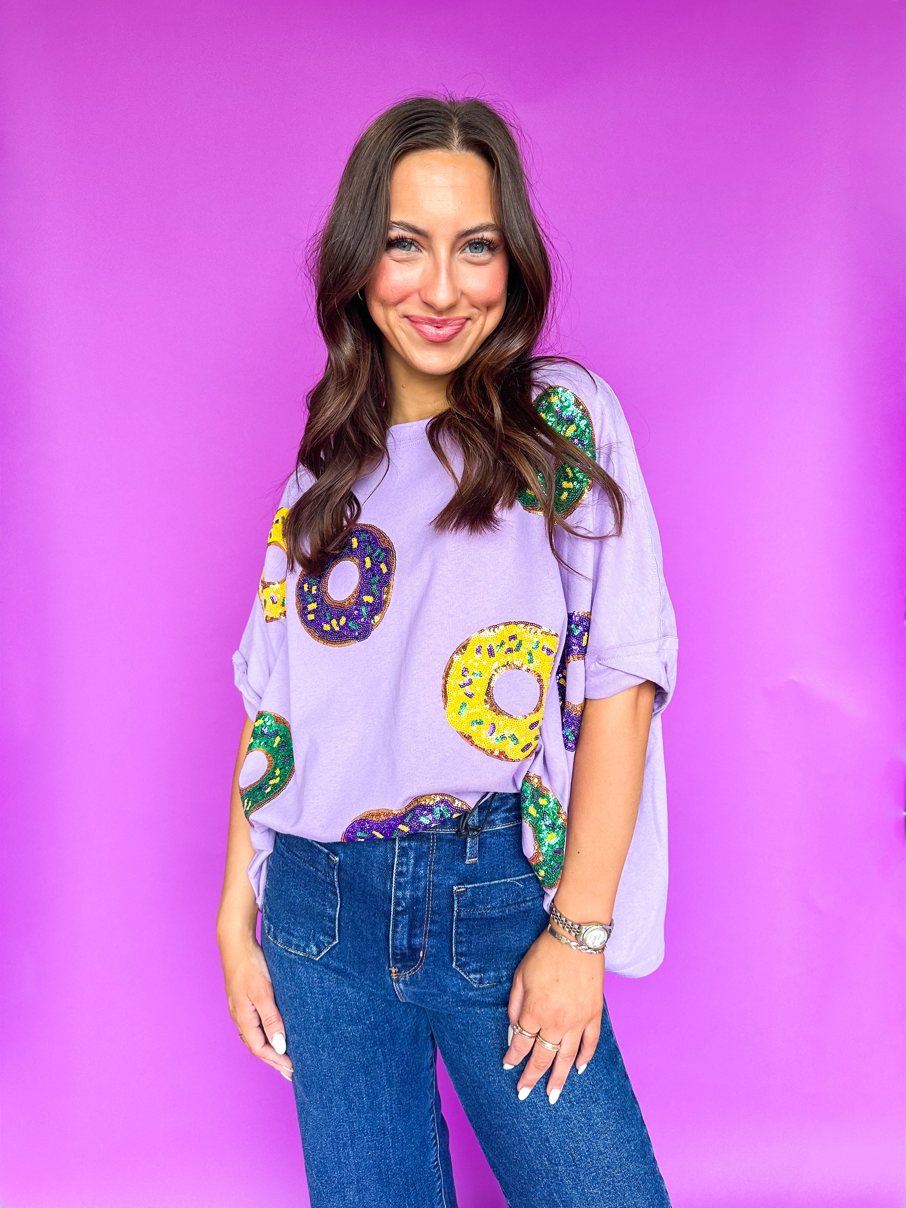 Oversized Tee Sequin MG Donuts Purple