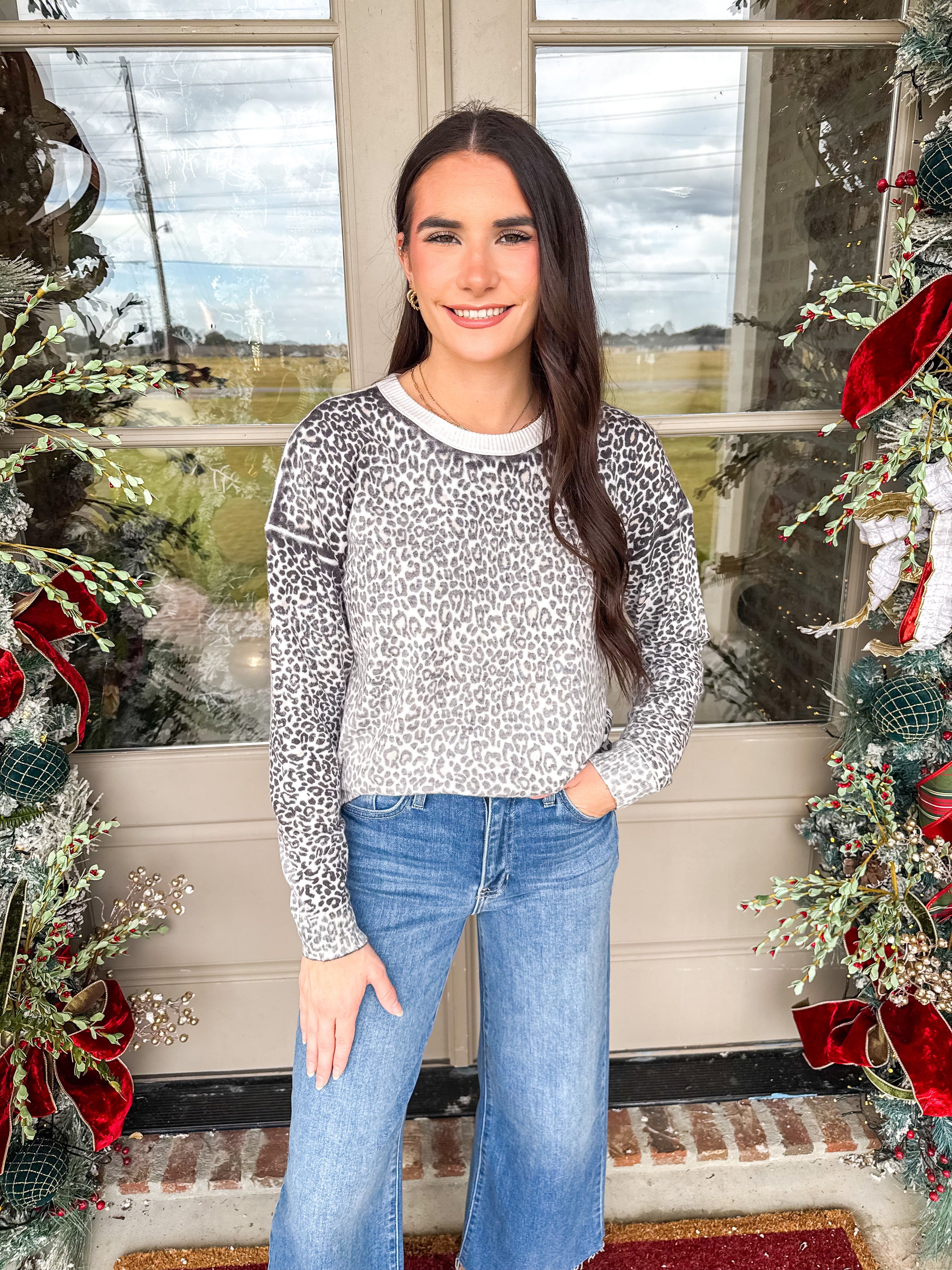 Faded Leopard Crewneck Sweater