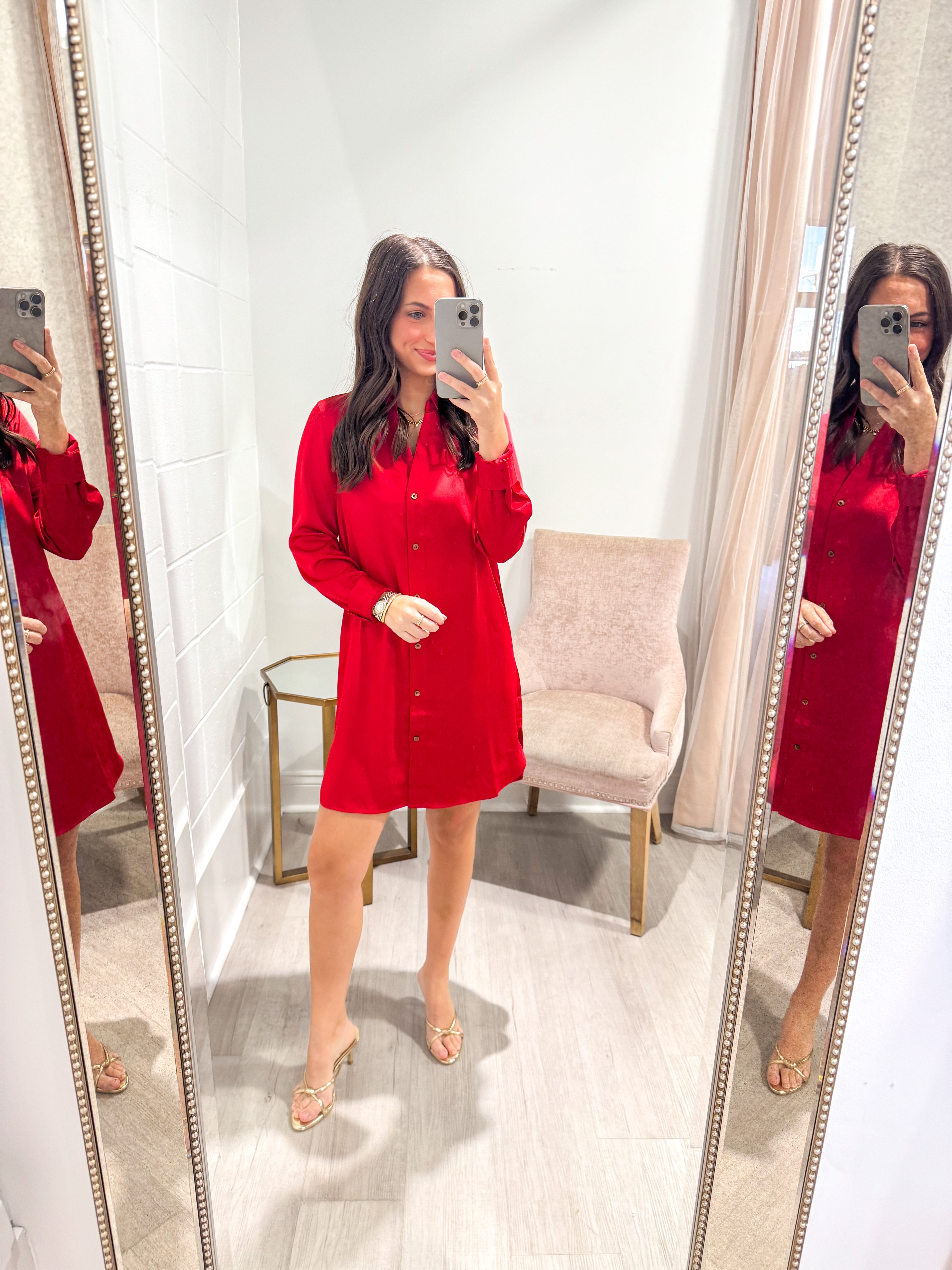 Boyfriend Shirt Dress True Red