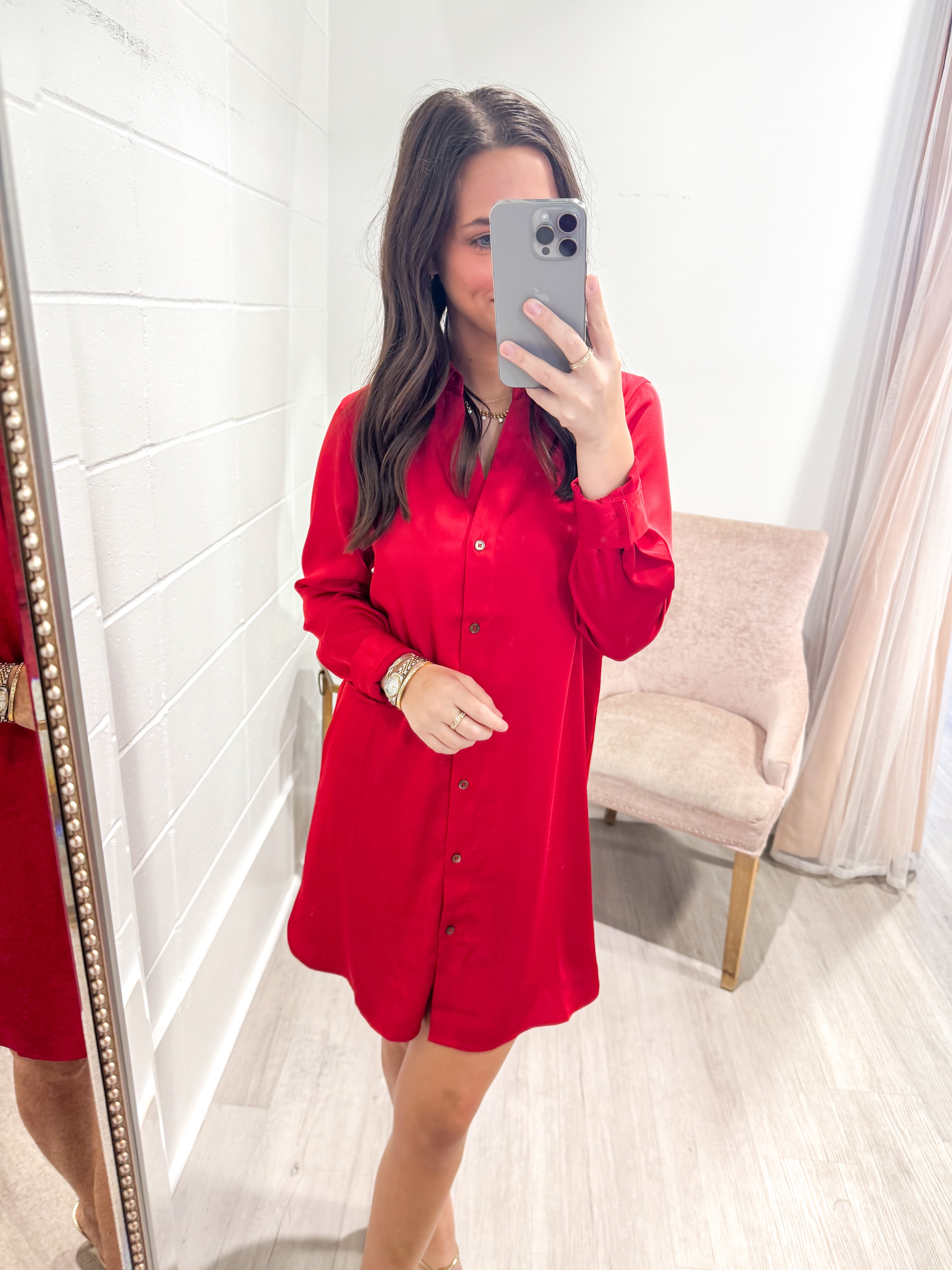 Boyfriend Shirt Dress True Red