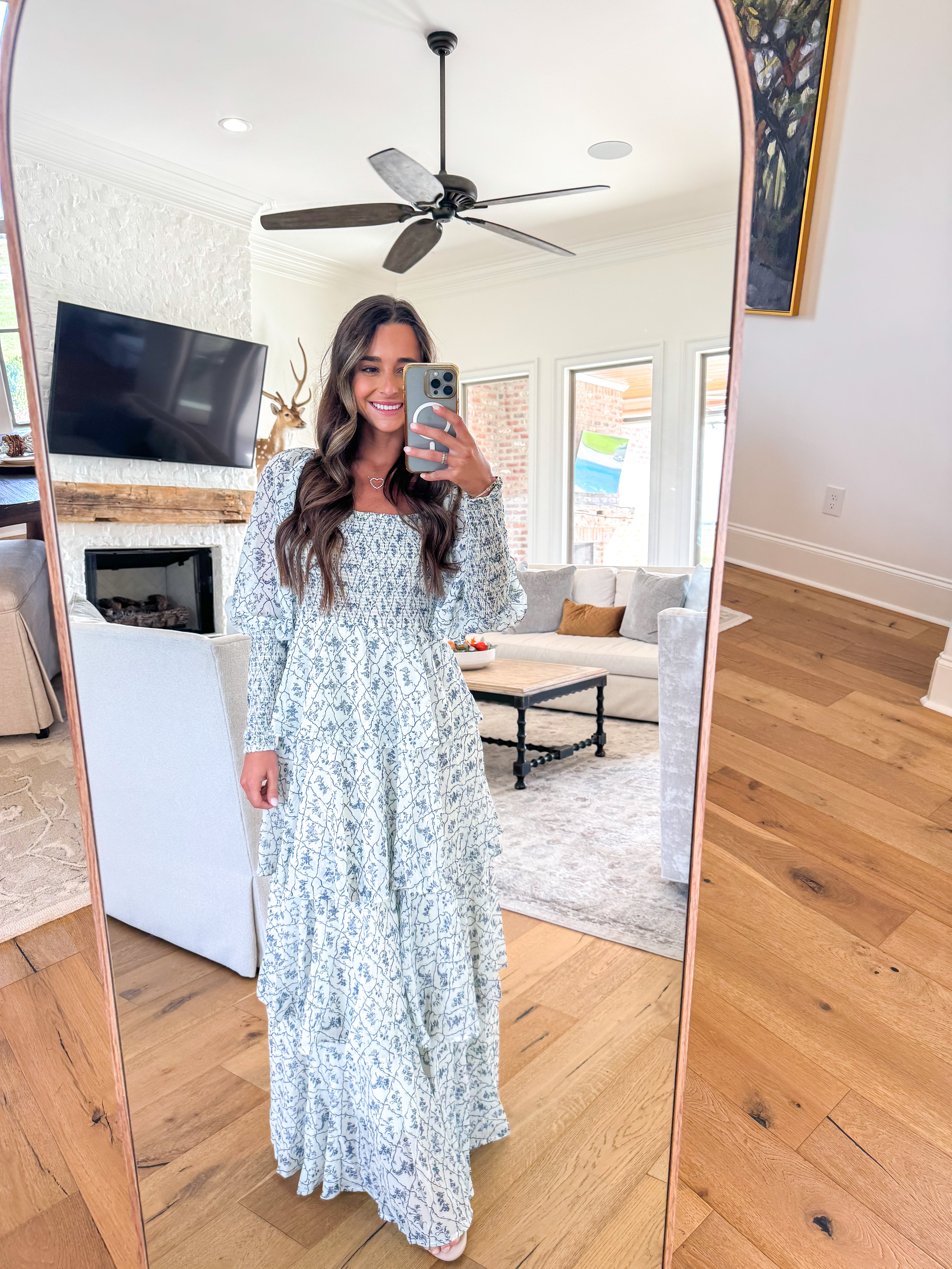 Elowen Cream & Blue Floral Maxi