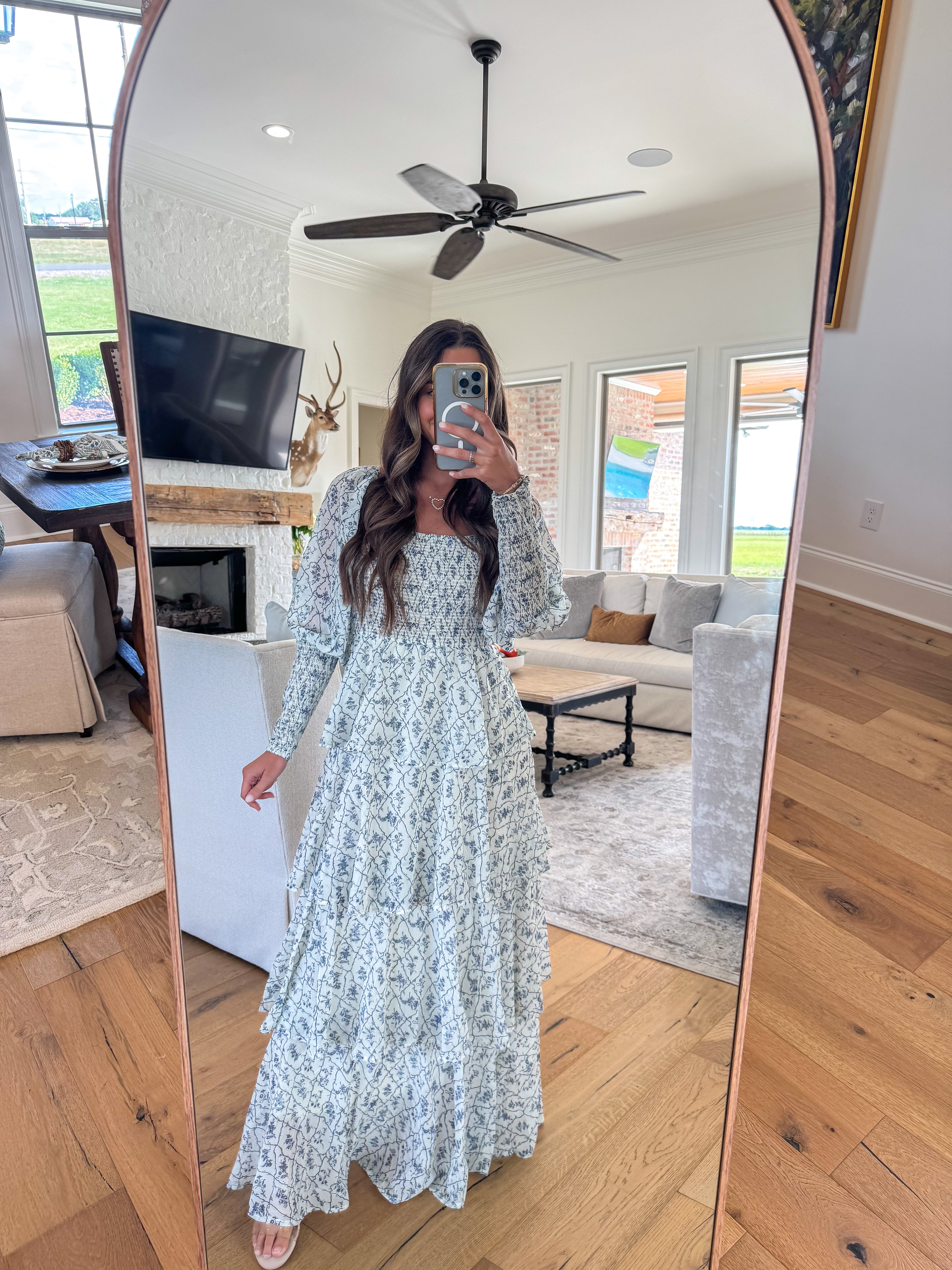 Elowen Cream & Blue Floral Maxi