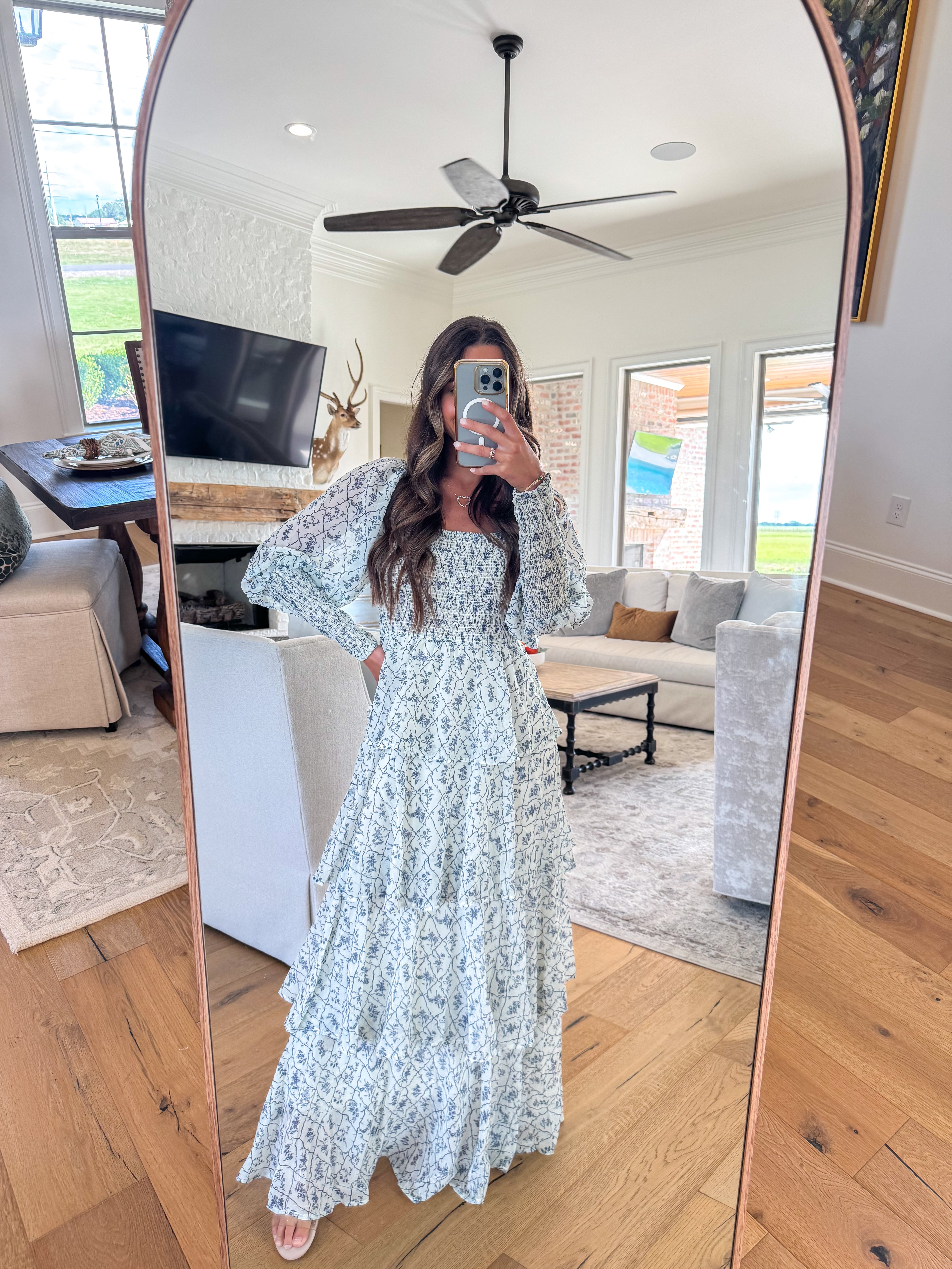 Elowen Cream & Blue Floral Maxi