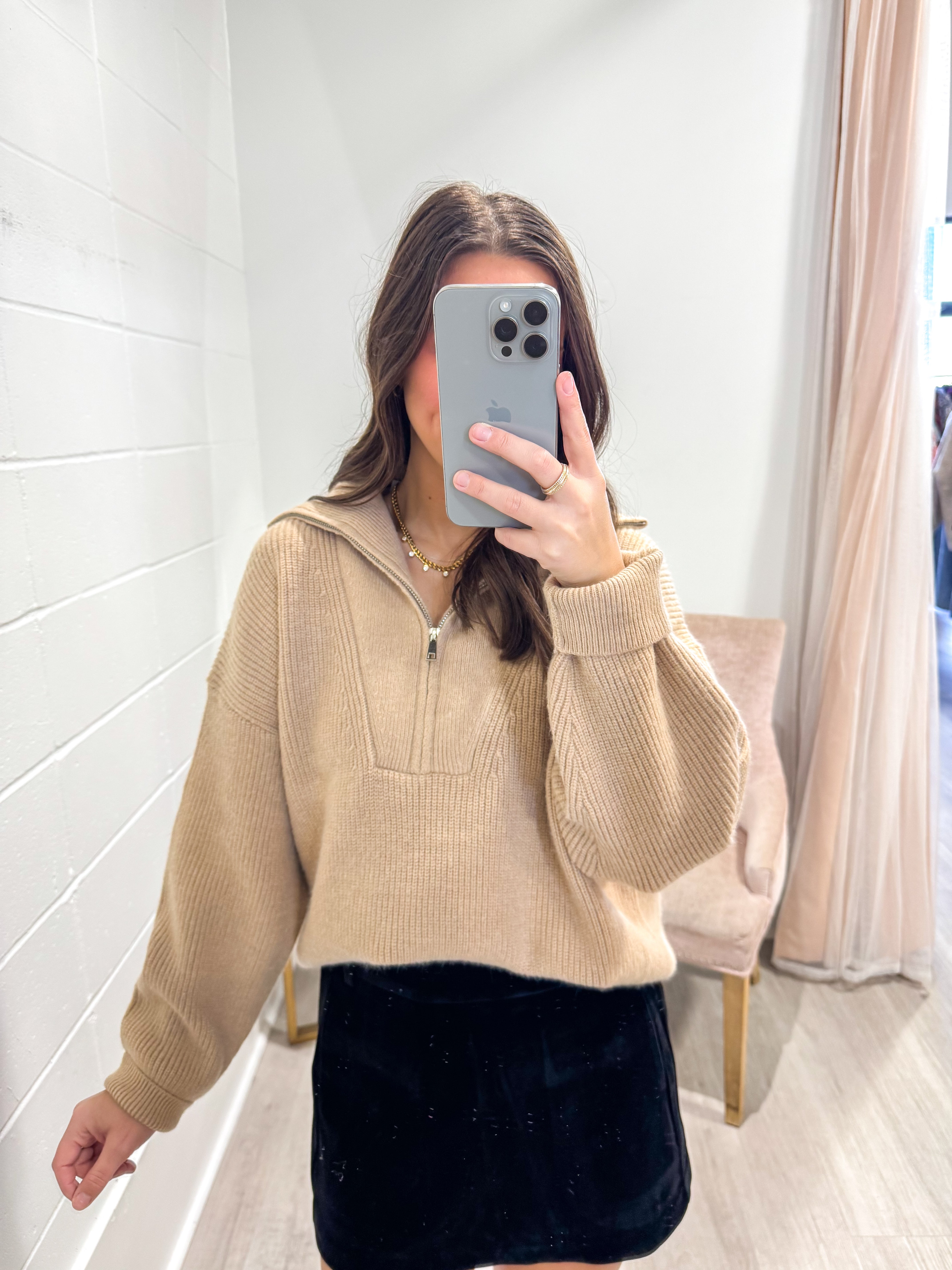 On The Town Tan Sweater