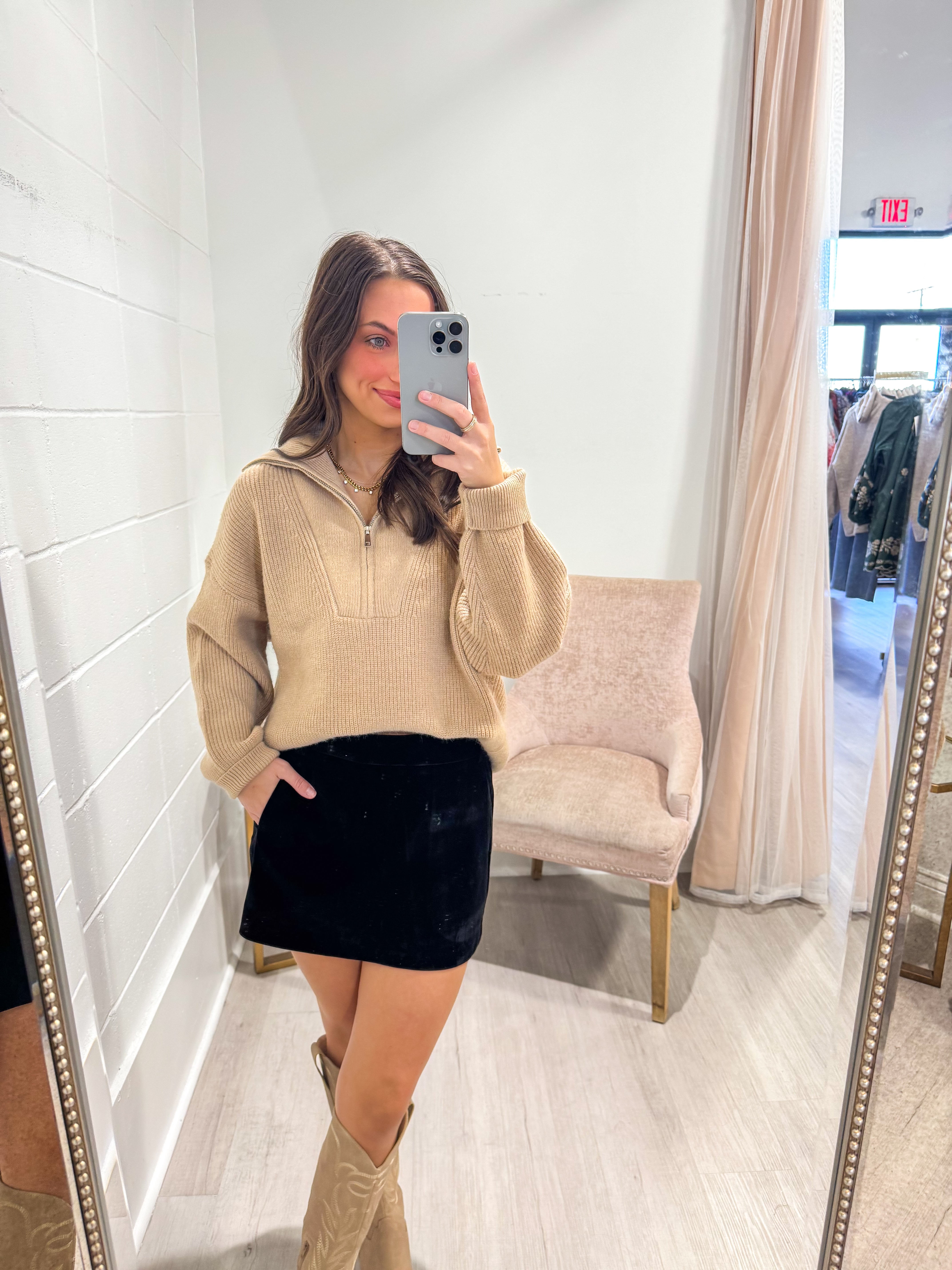 On The Town Tan Sweater