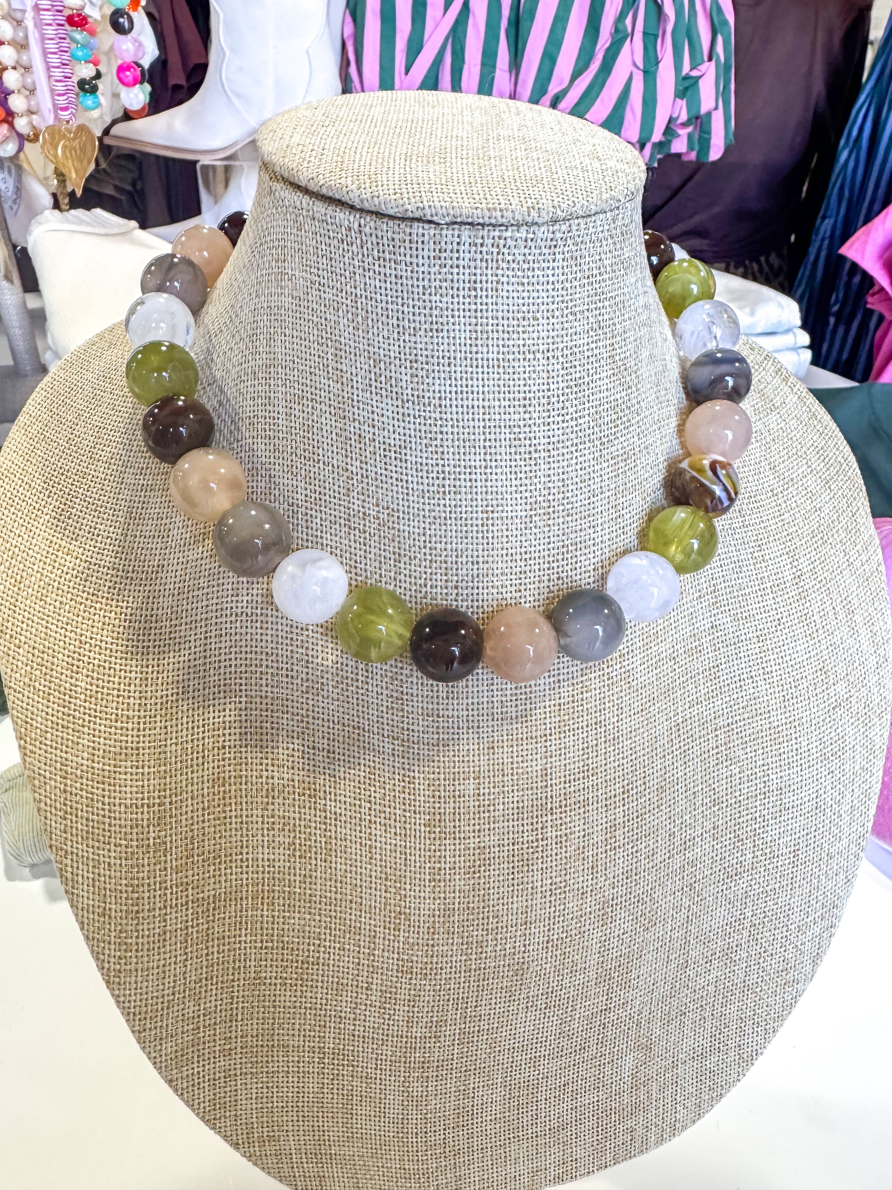 Chartreuse Neutral Small Beaded Necklace