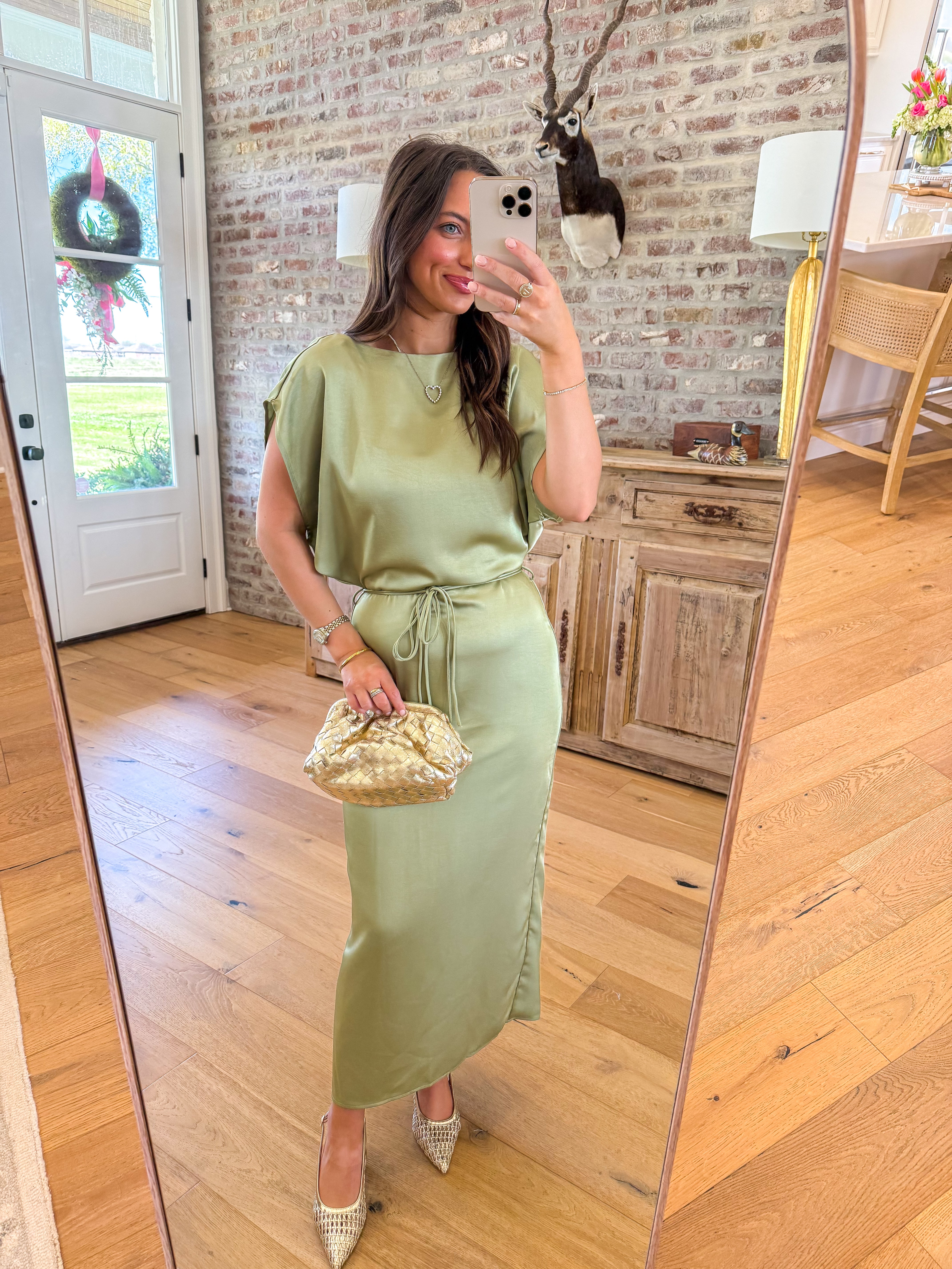 Sage Forest Satin Midi