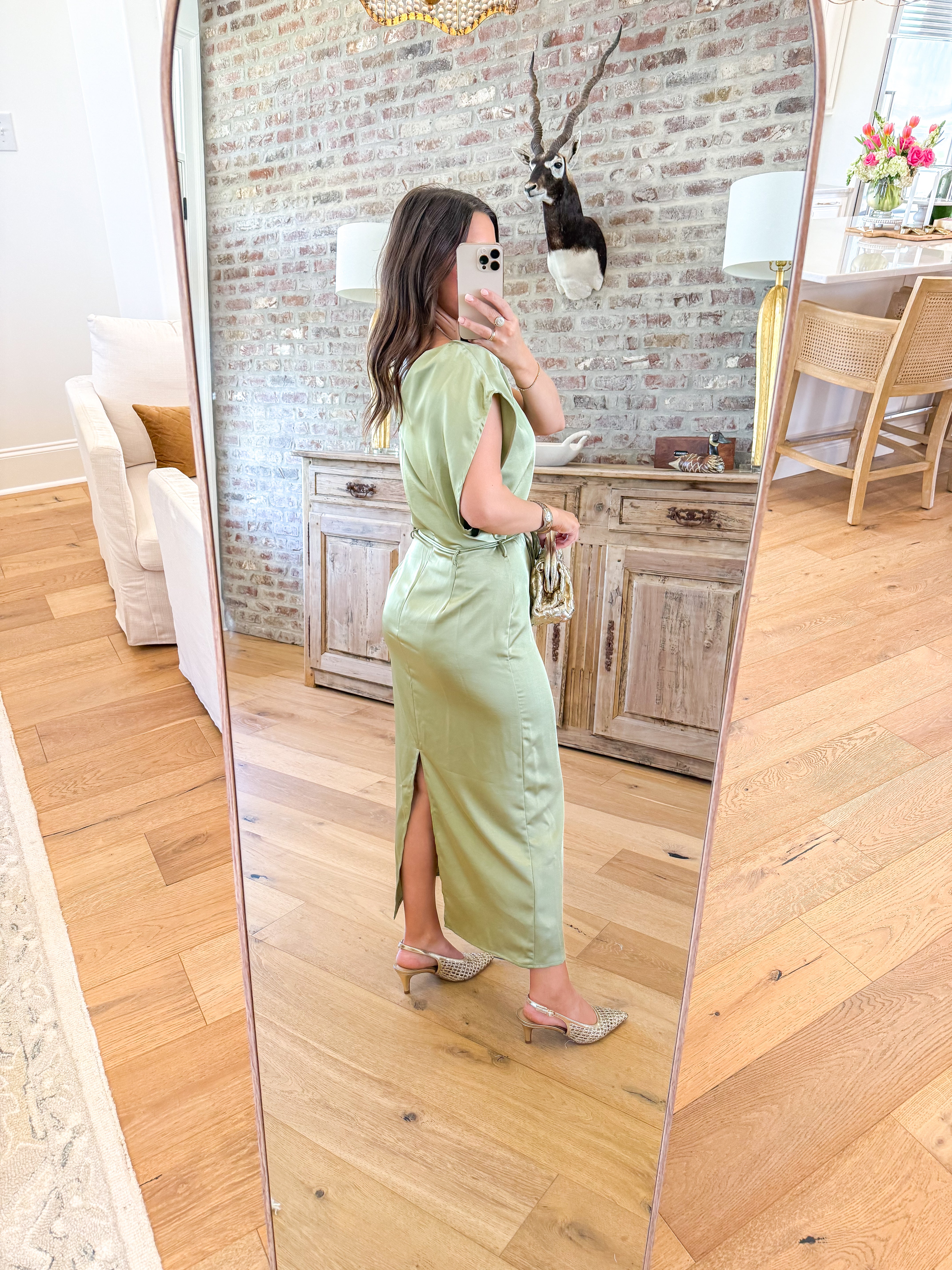 Sage Forest Satin Midi