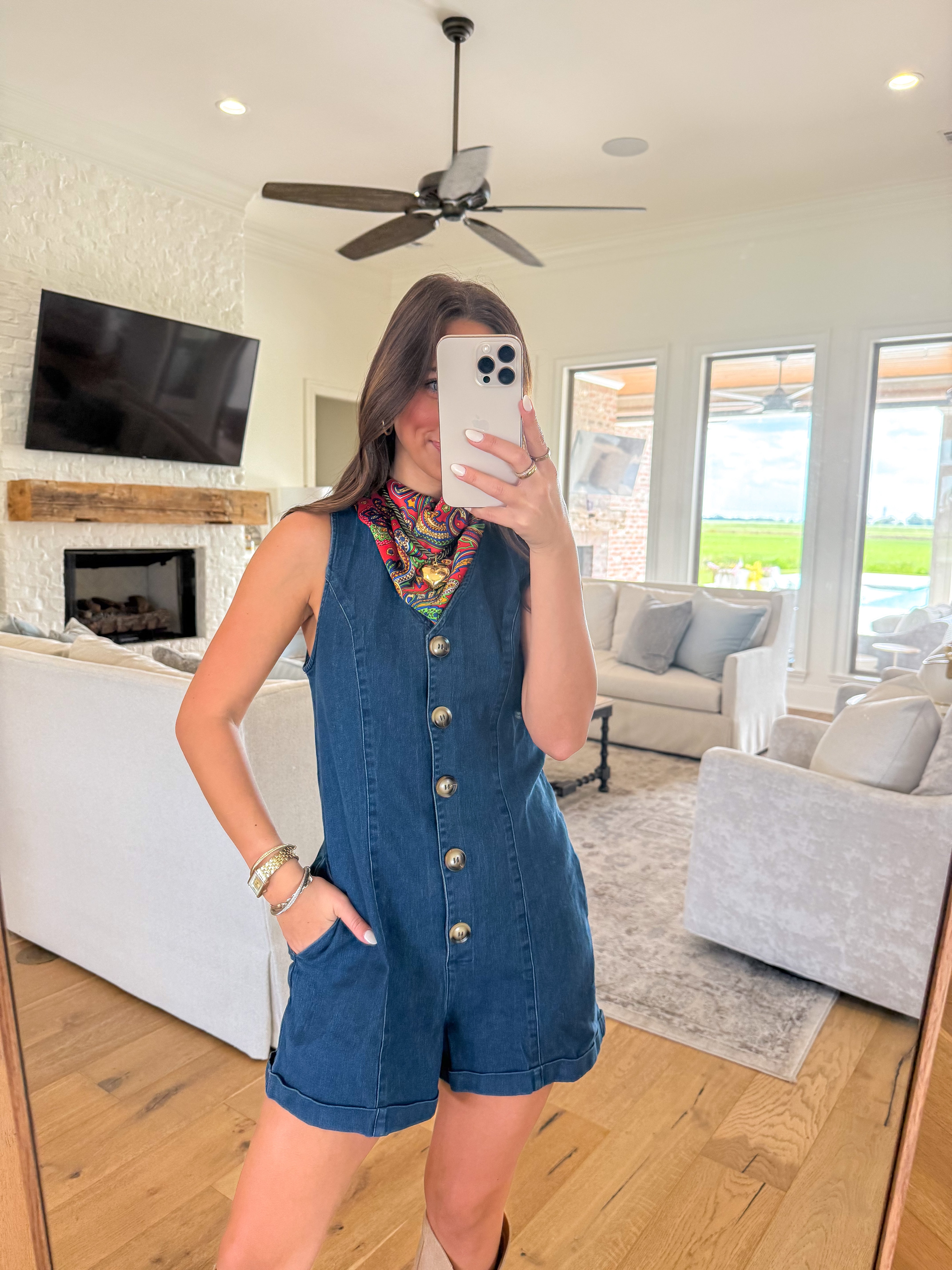 Quinn Dark Wash Denim Romper