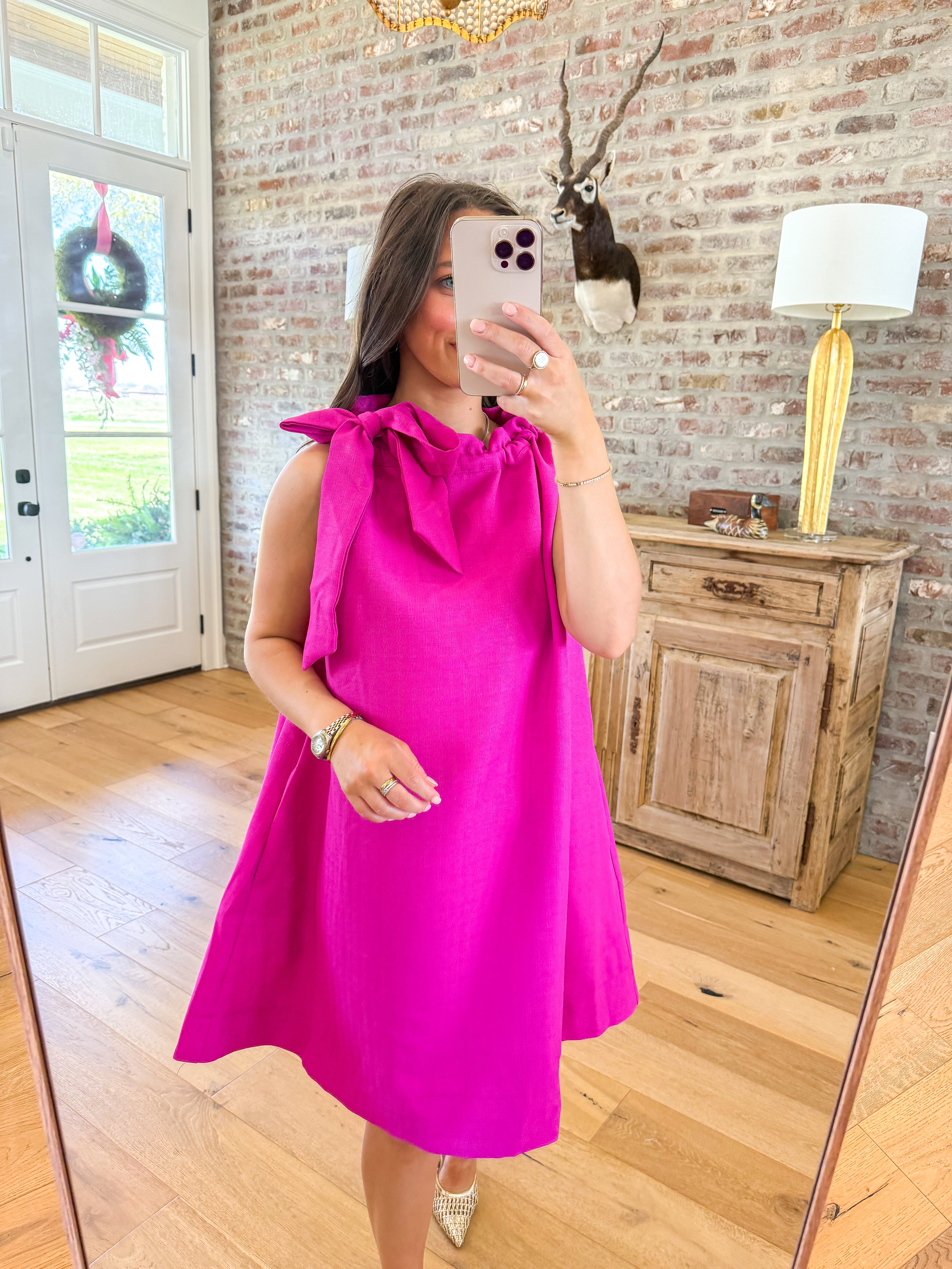 Magenta Halter Ruffle Mini