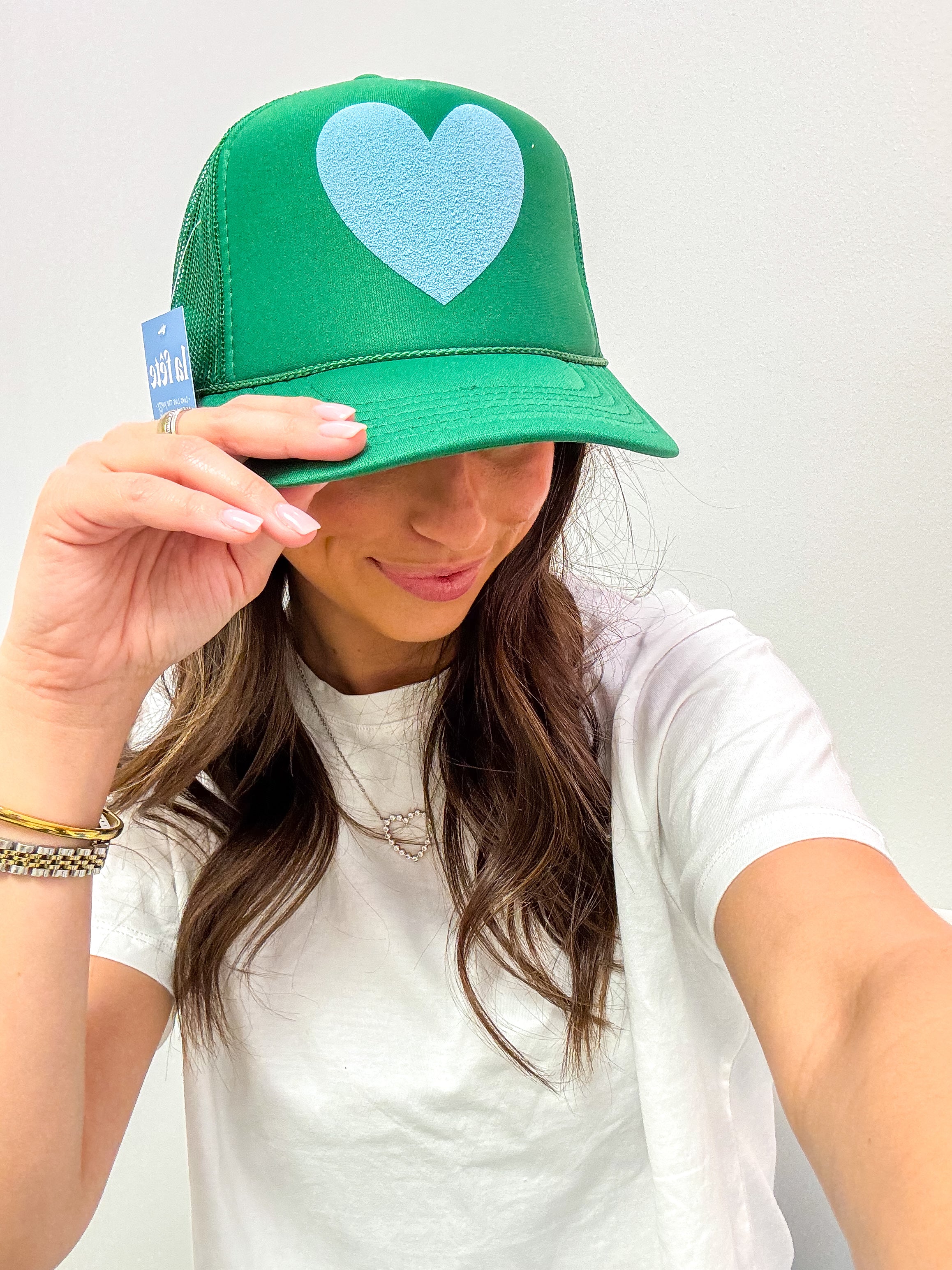Happy Heart Trucker Hat- Green