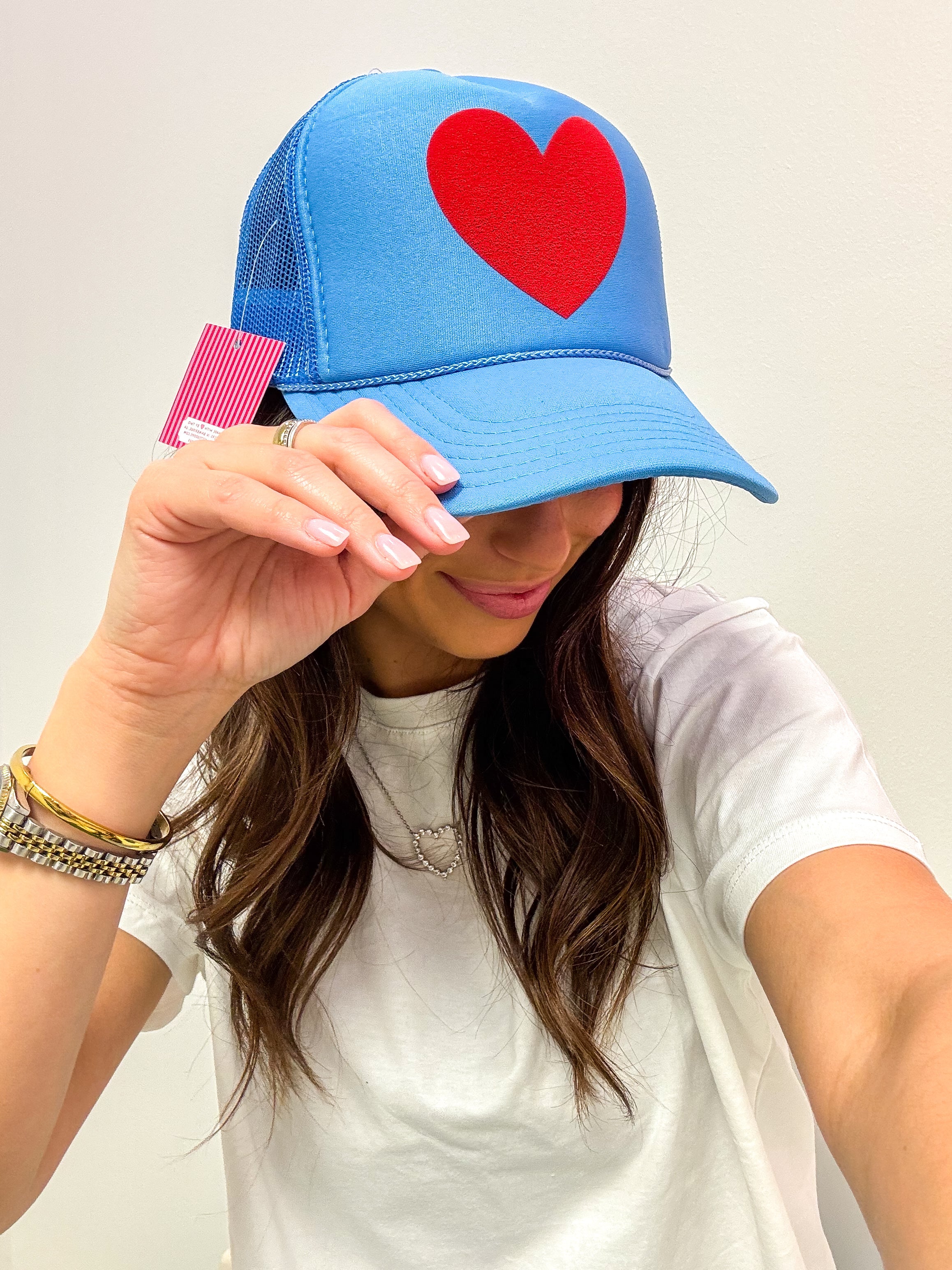 Happy Heart Trucker Hat- Blue