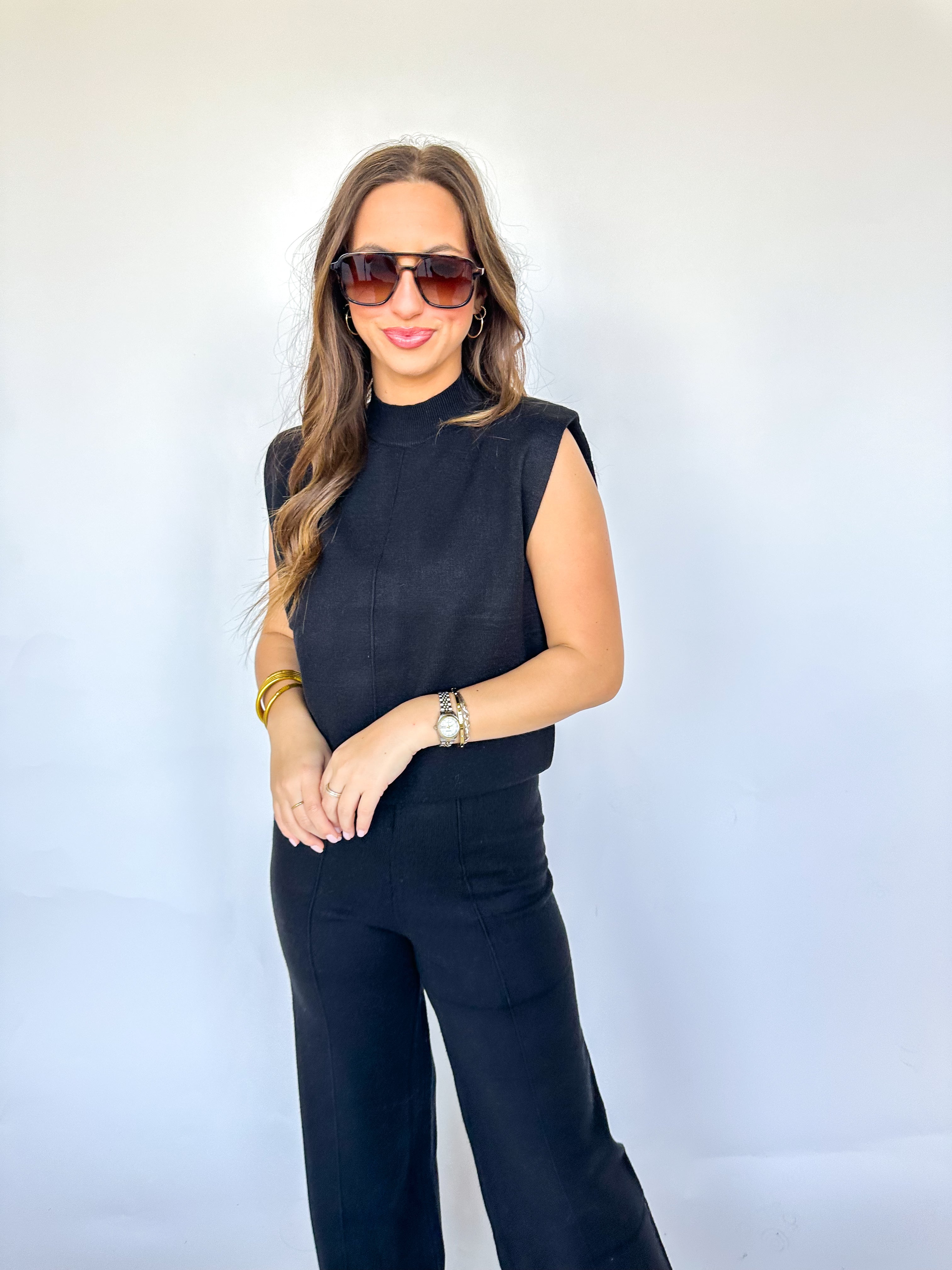 Izzy Black Knit Crop Pants