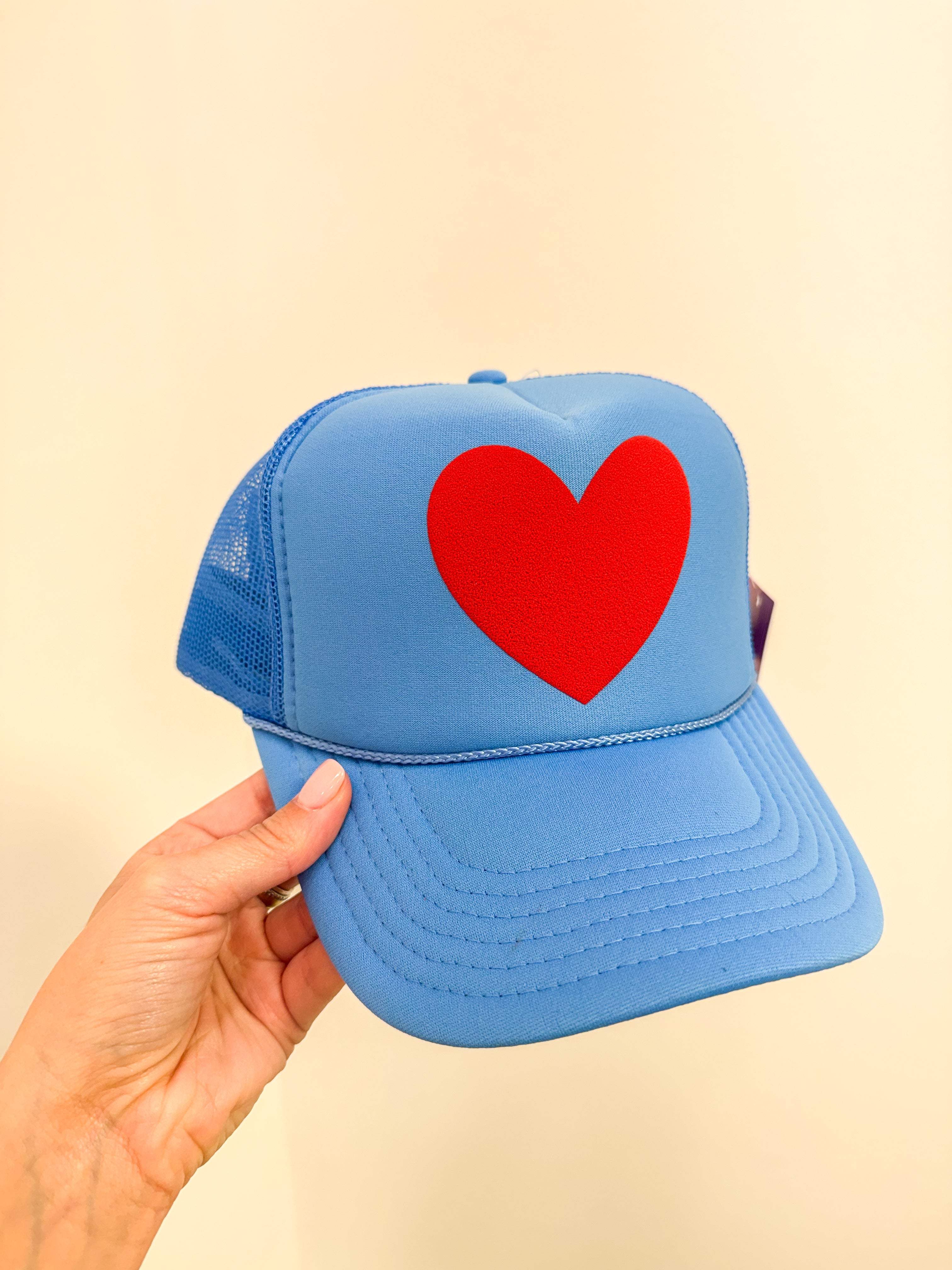 Happy Heart Trucker Hat- Blue