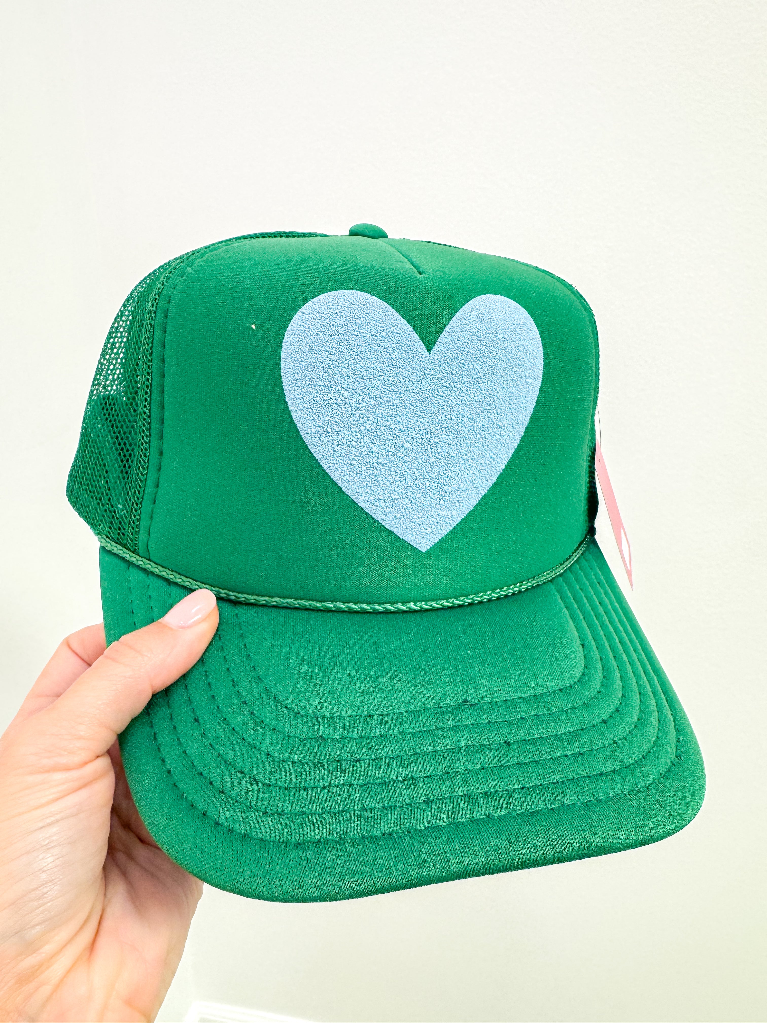 Happy Heart Trucker Hat- Green