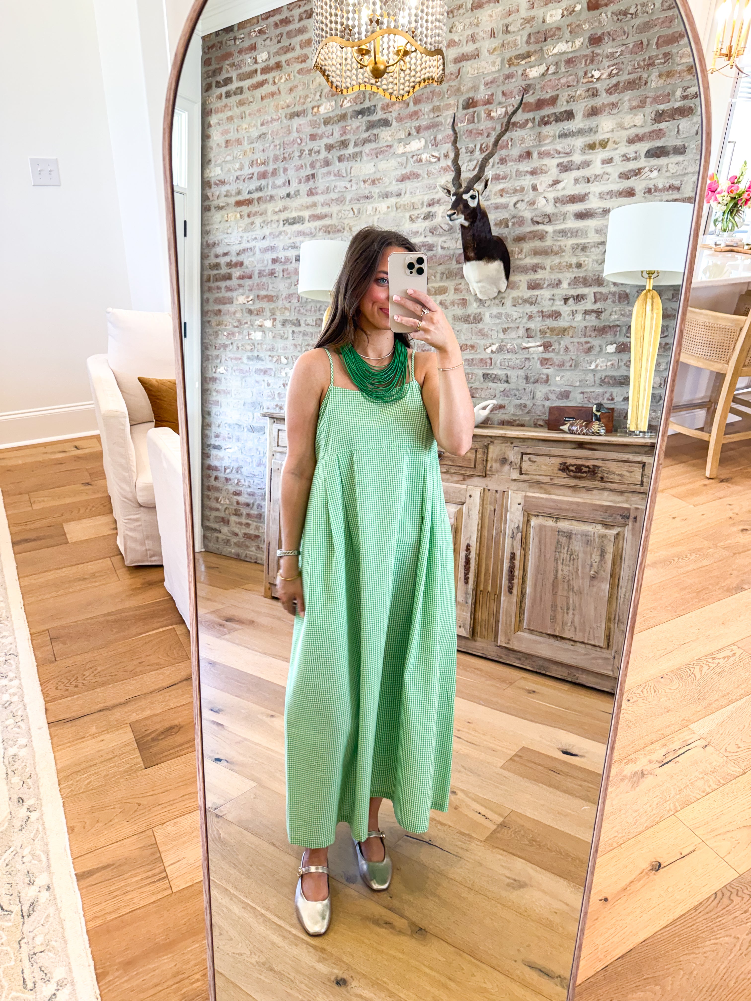 Eden Green Gingham Dress