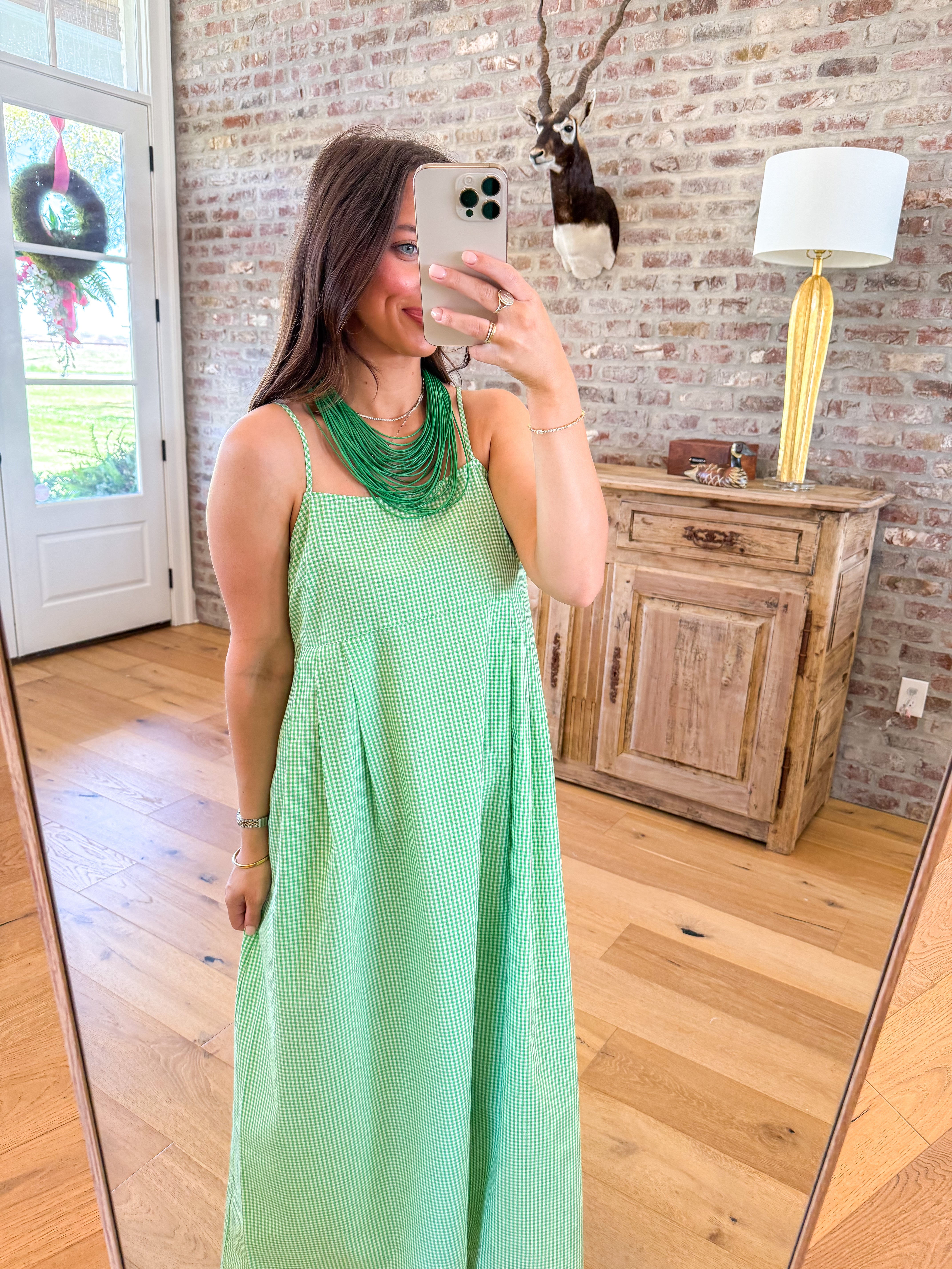 Eden Green Gingham Dress