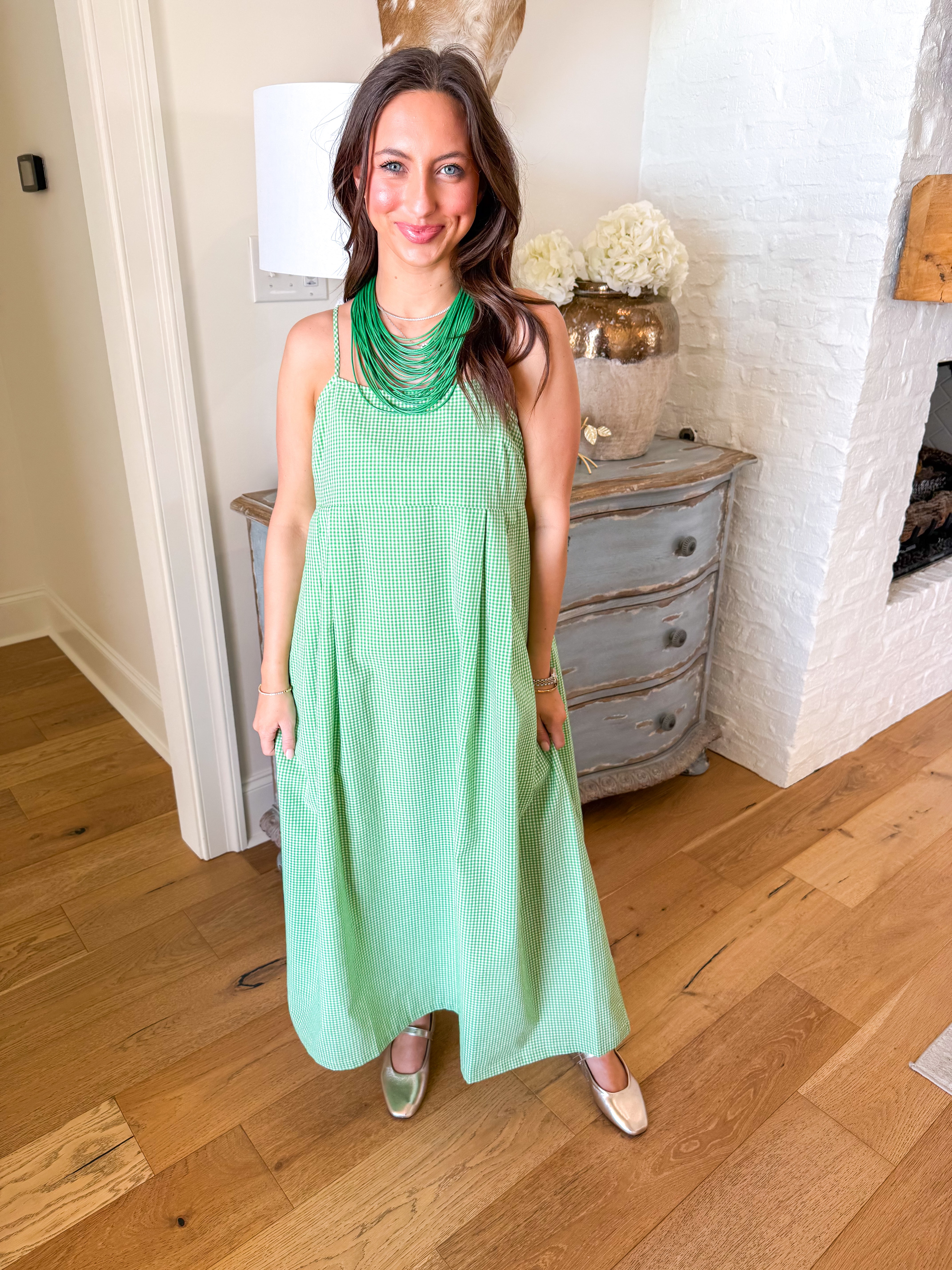 Eden Green Gingham Dress