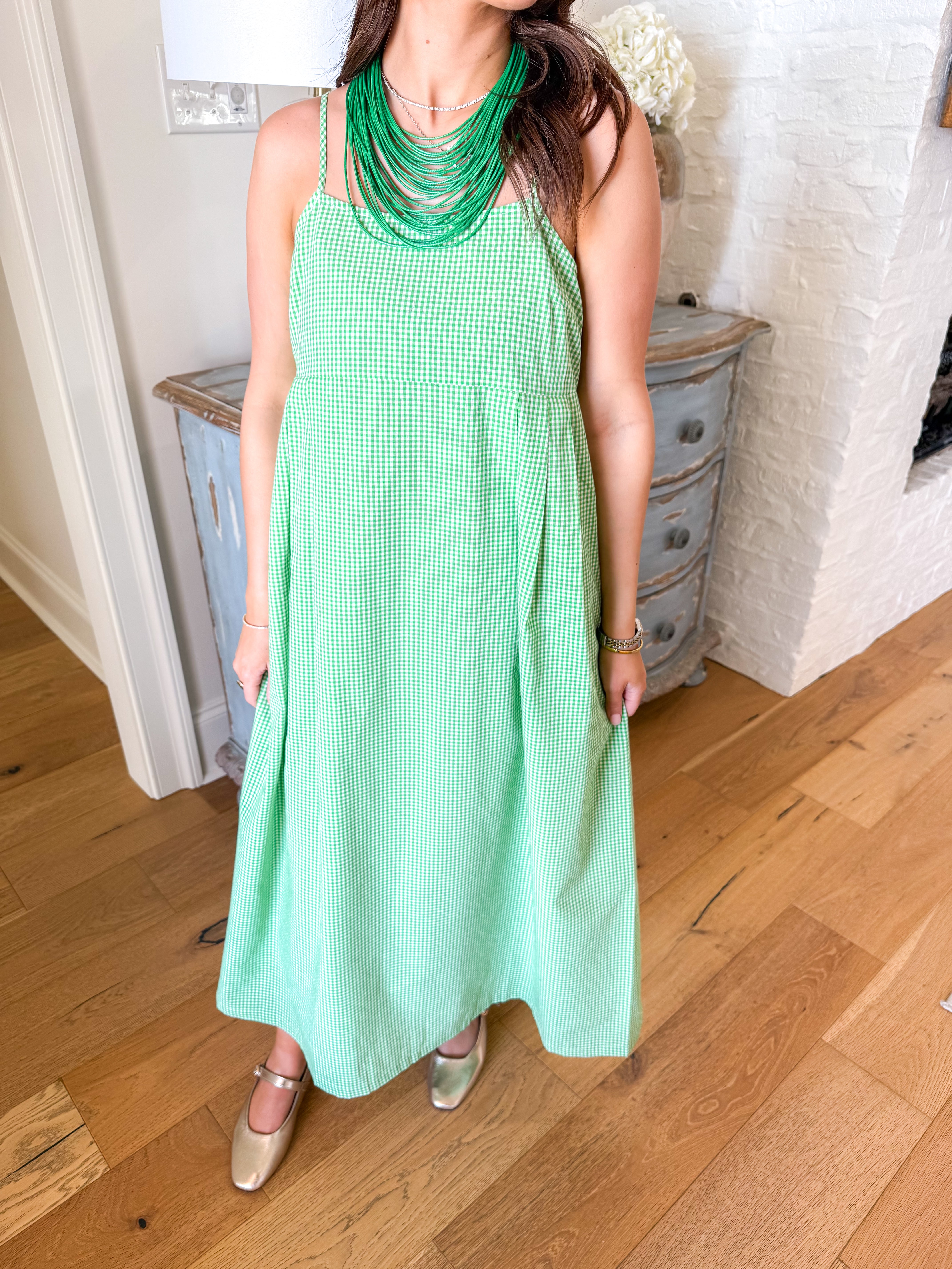 Eden Green Gingham Dress