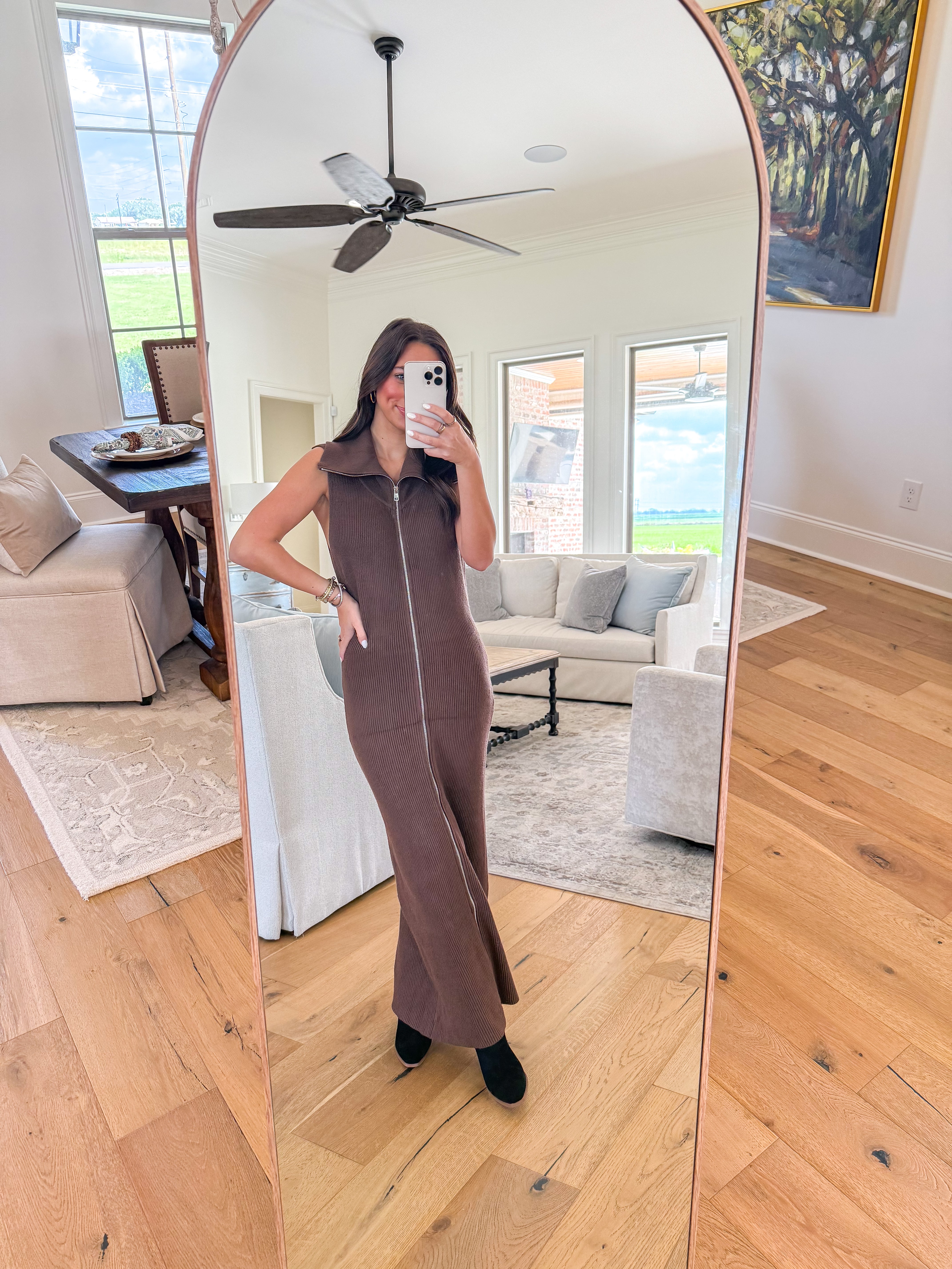 Paul Zip Up Knit Dress Chocolate