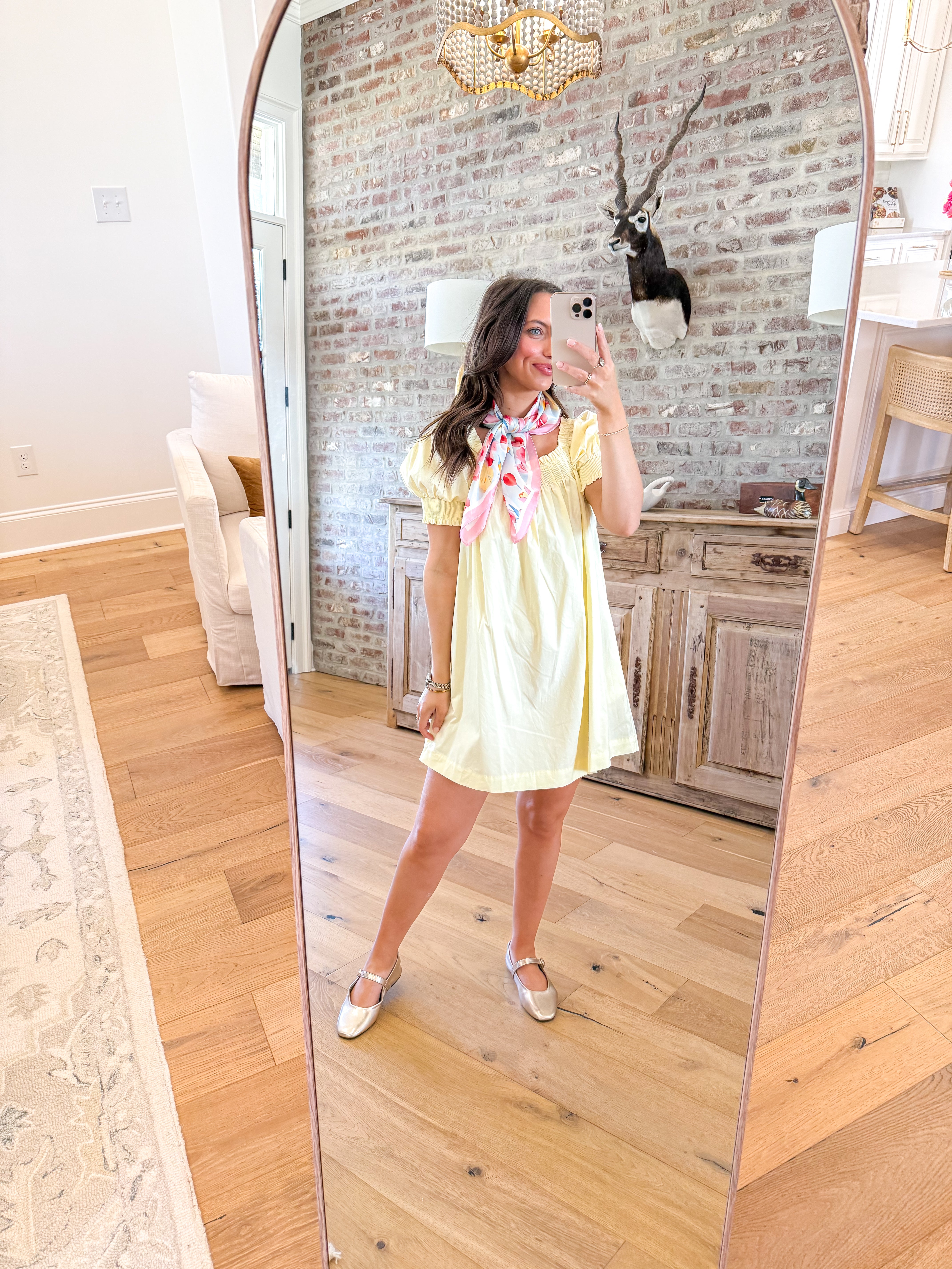 Erin Butter Yellow Smocked Babydoll Mini