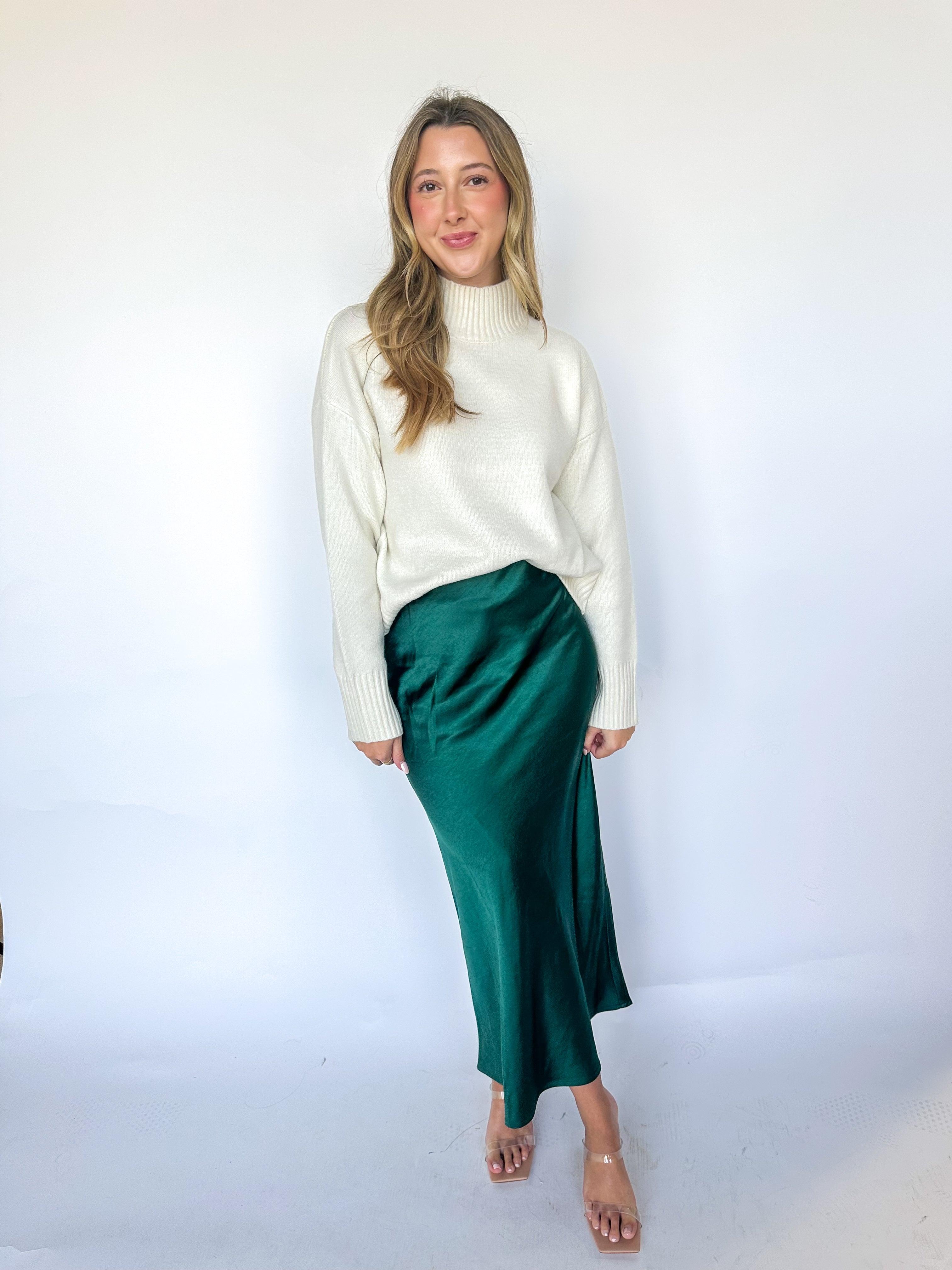 Emerald Satin Skirt