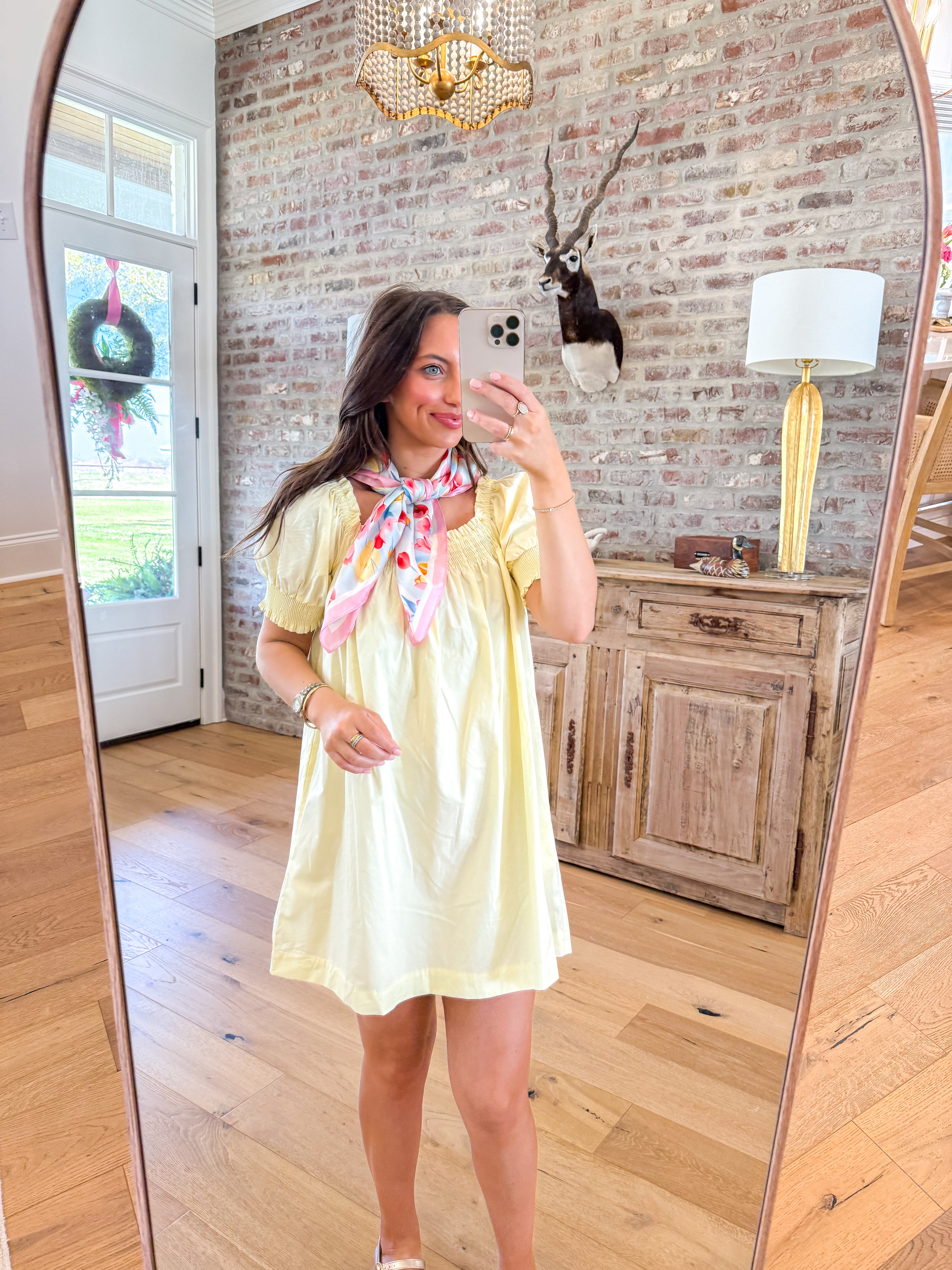 Erin Butter Yellow Smocked Babydoll Mini