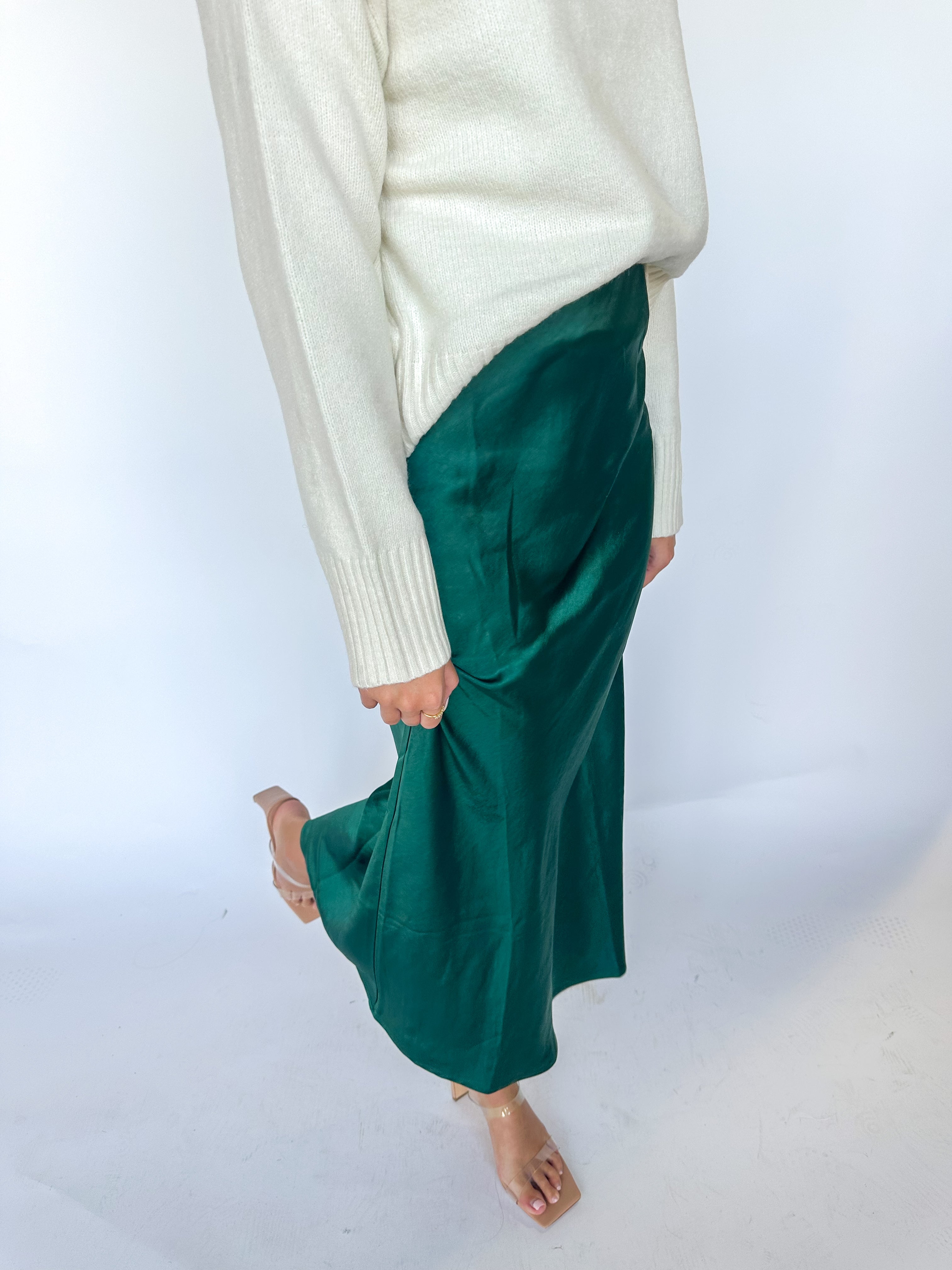 Emerald Satin Skirt