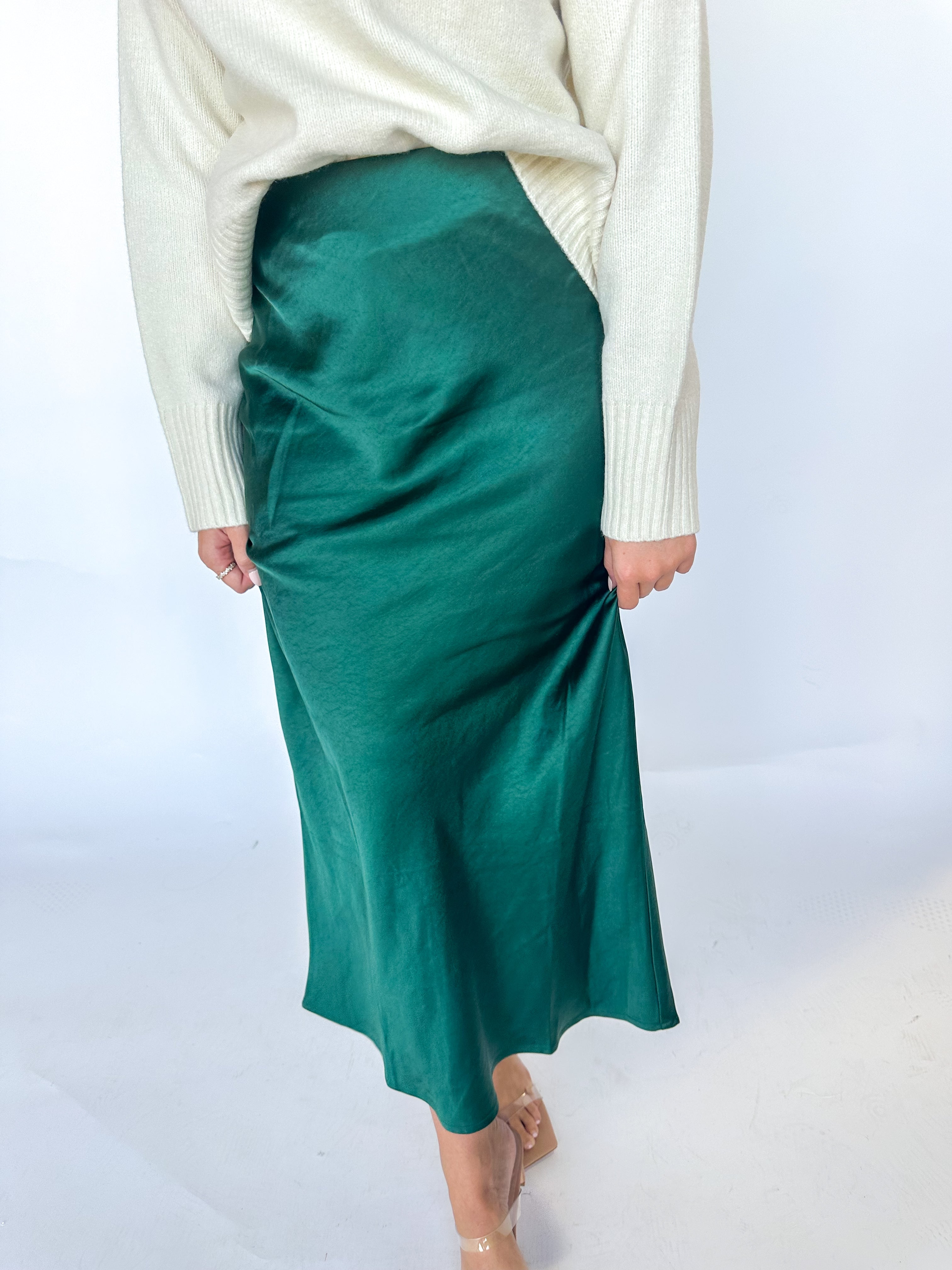 Emerald Satin Skirt