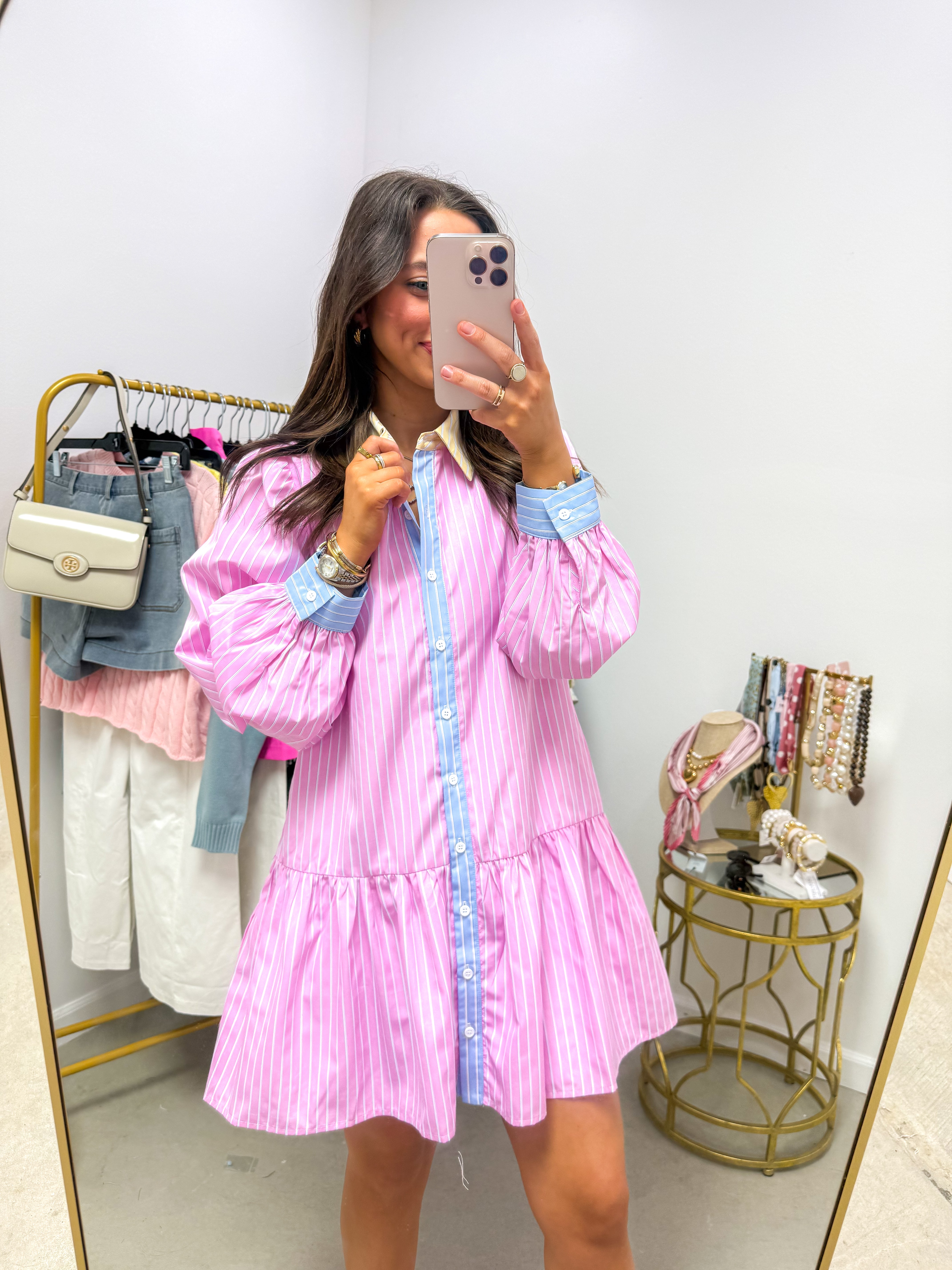 Classic Pinstripe Drop Waist Dress