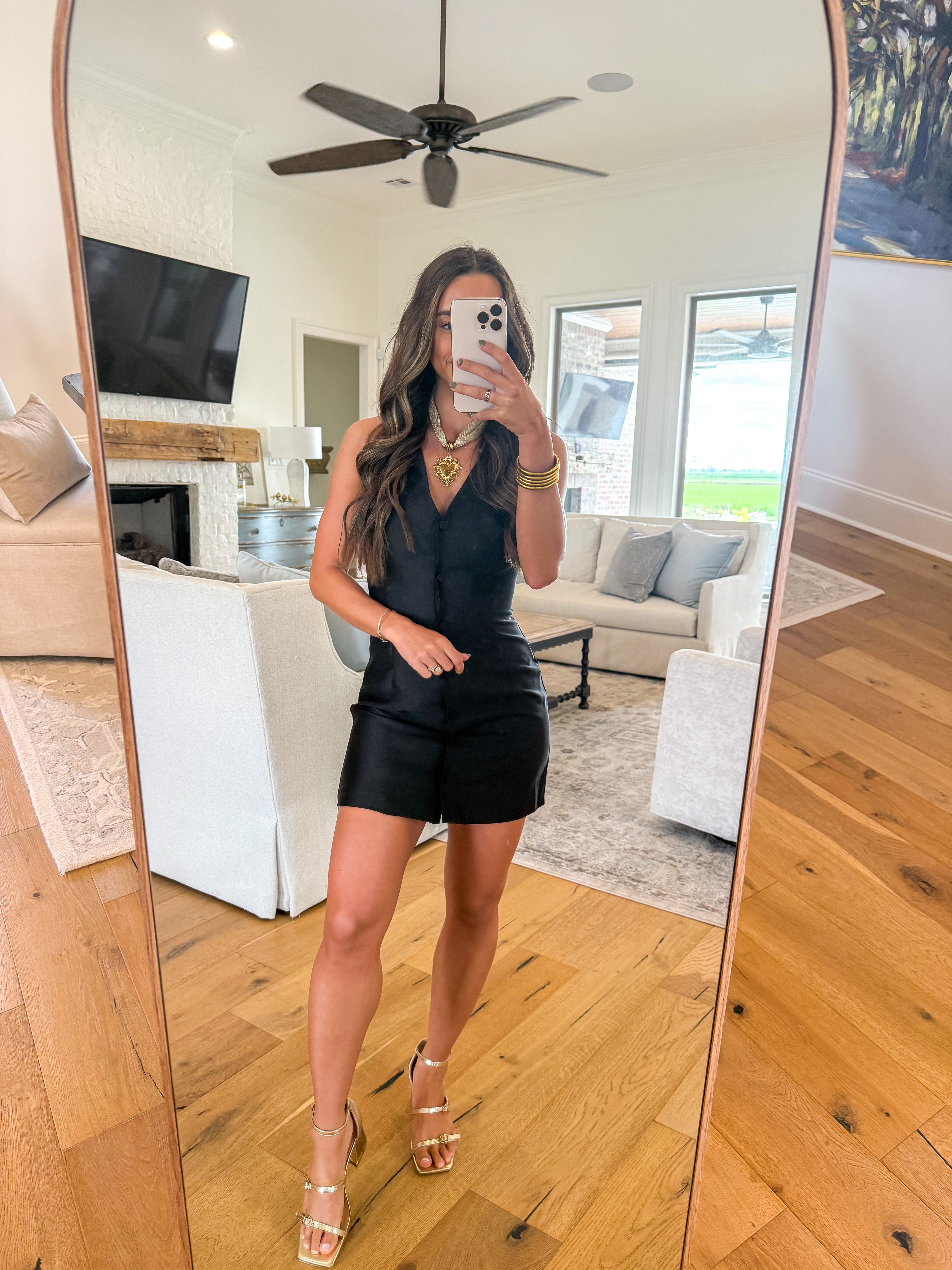 Taffeta V-Neck Mini Dress