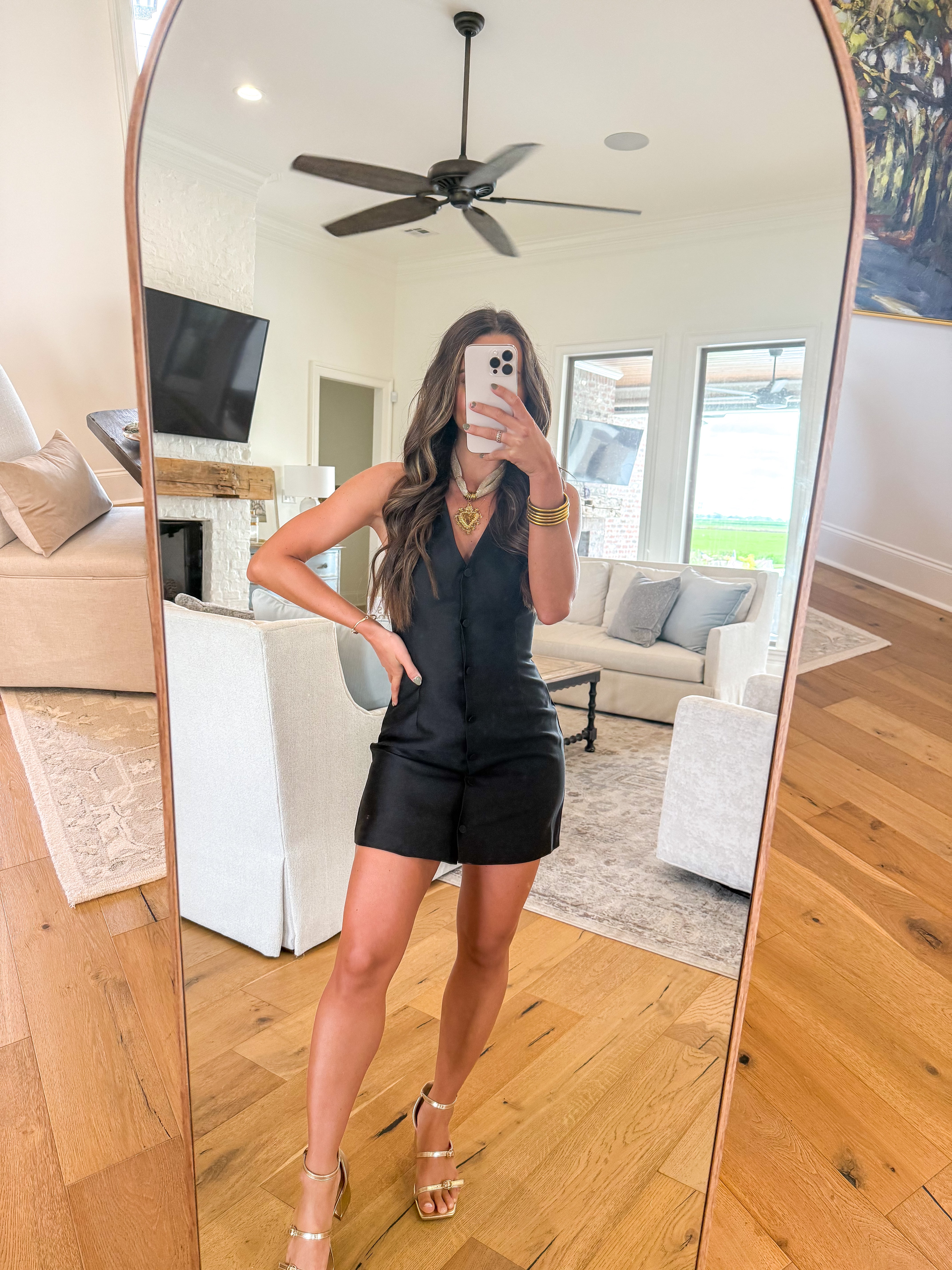 Taffeta V-Neck Mini Dress