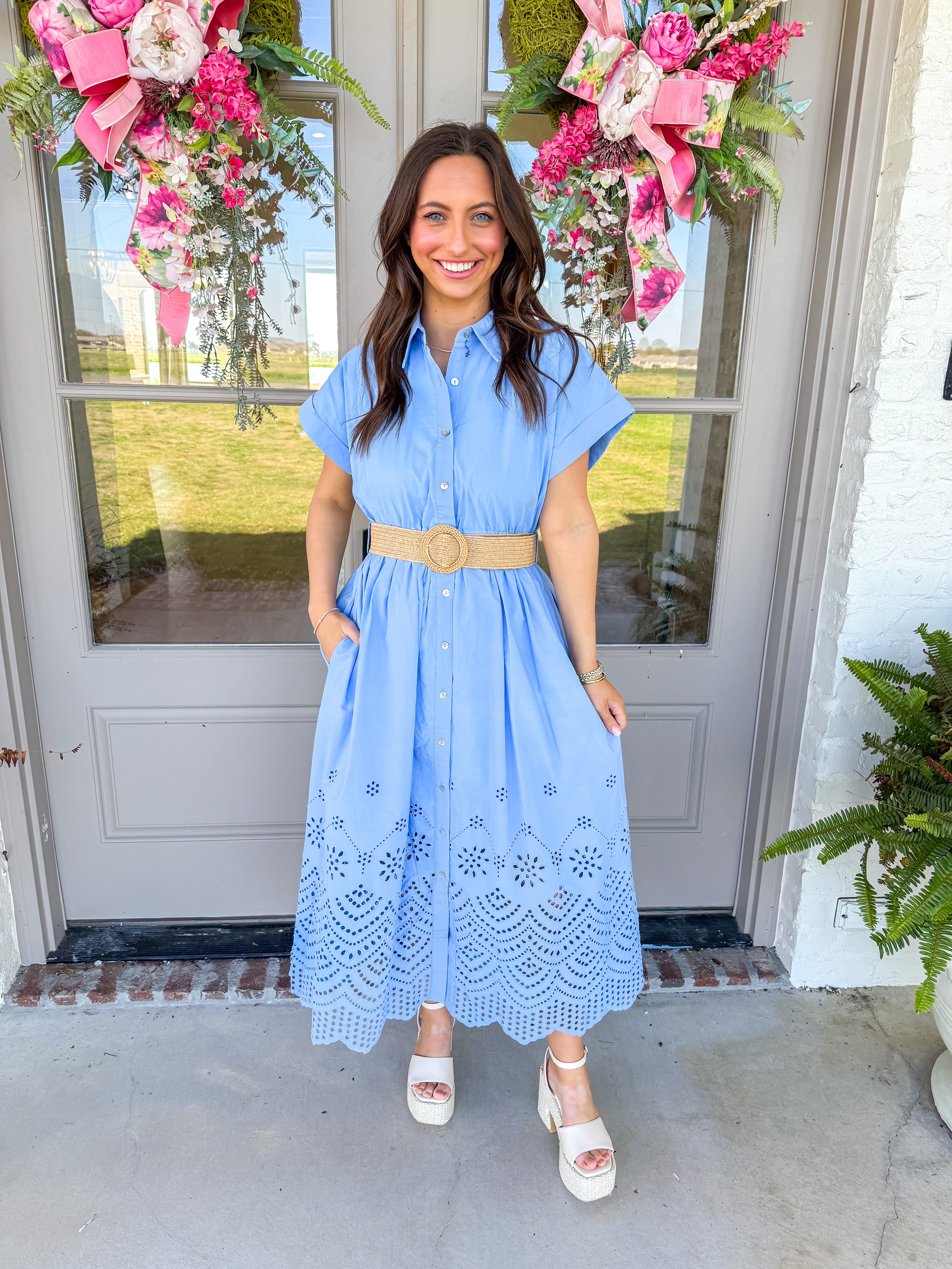 Darling Moment Chambray Belted Maxi