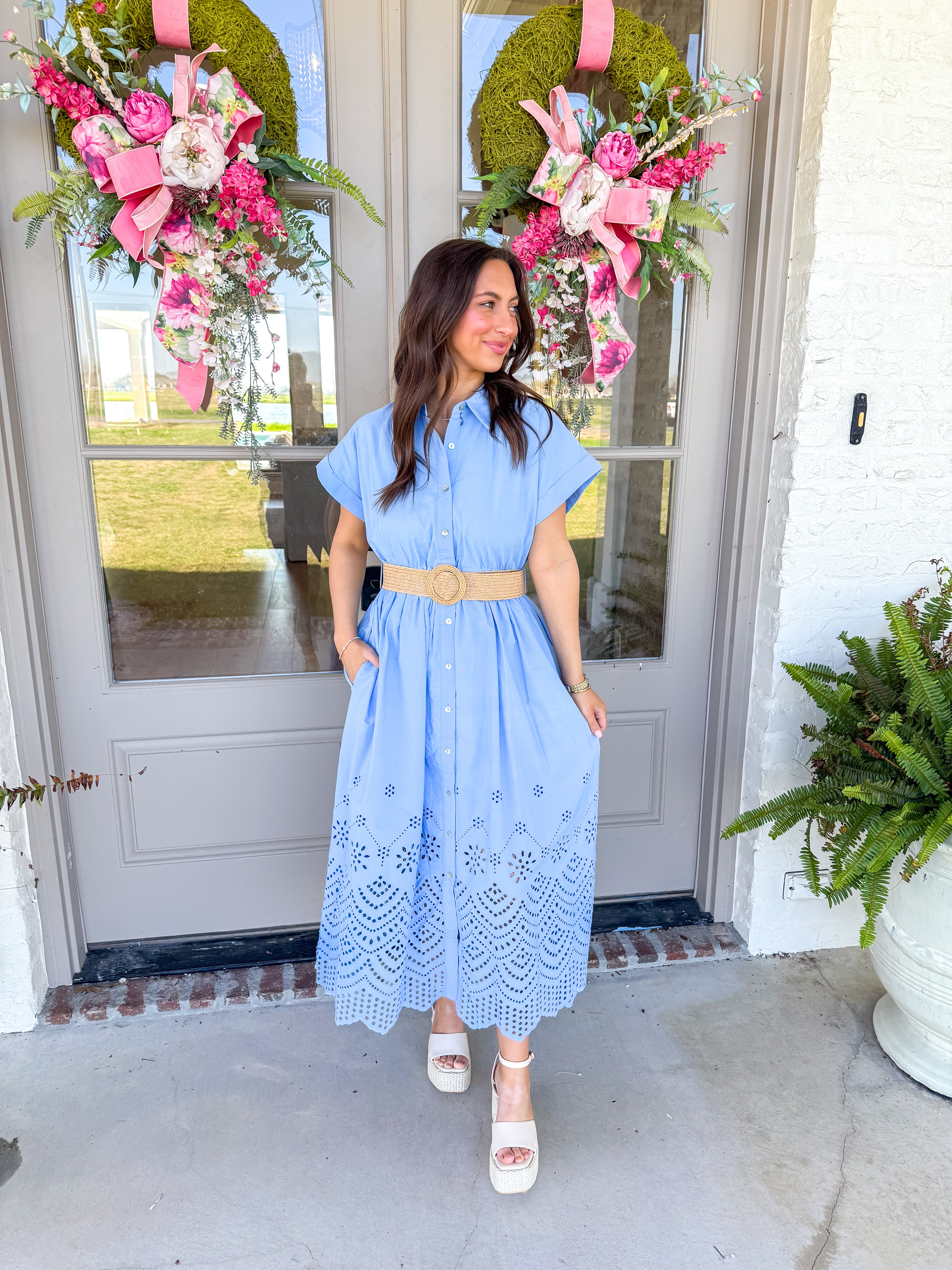 Darling Moment Chambray Belted Maxi