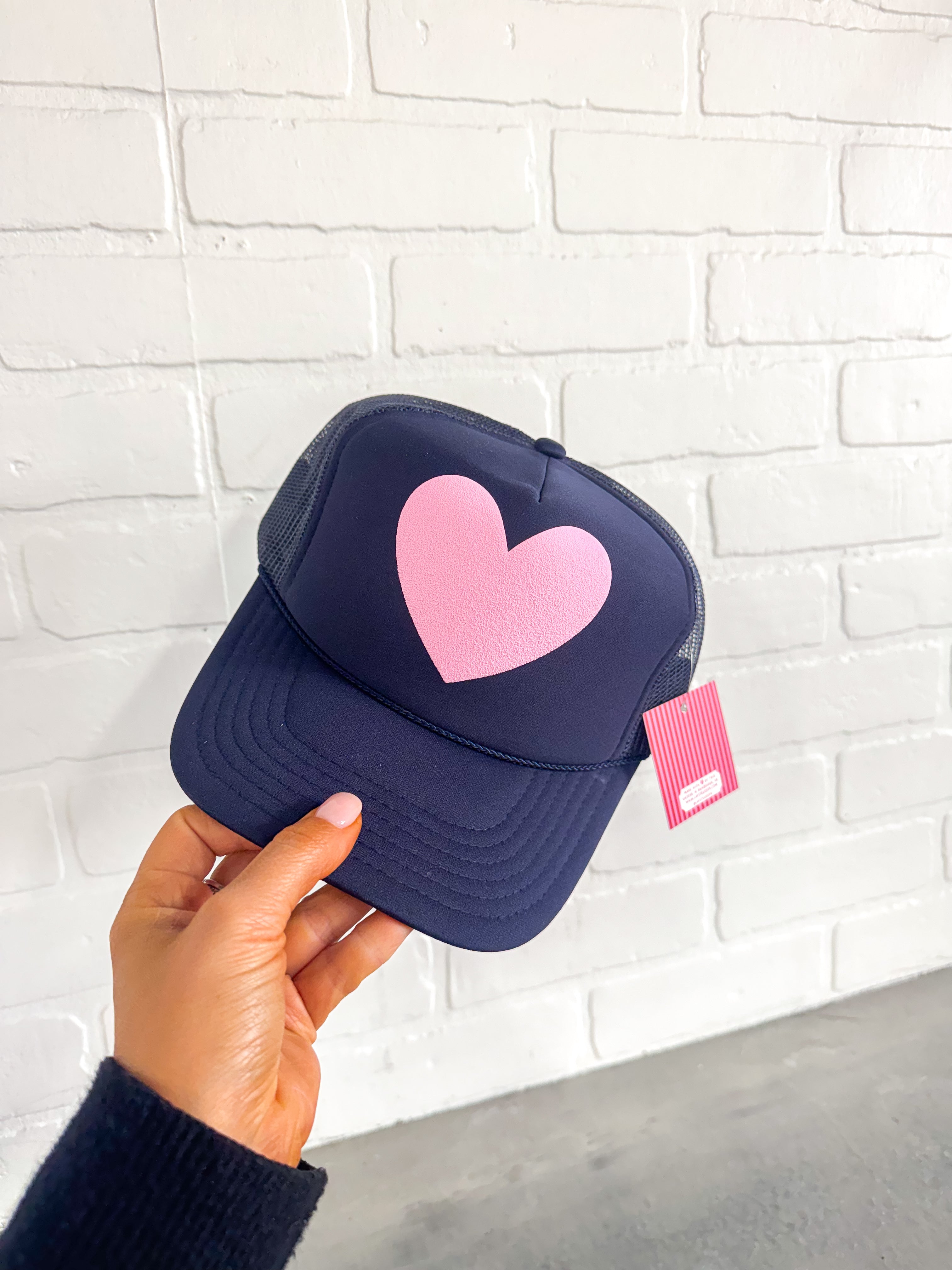 Happy Heart Trucker Hat- Navy