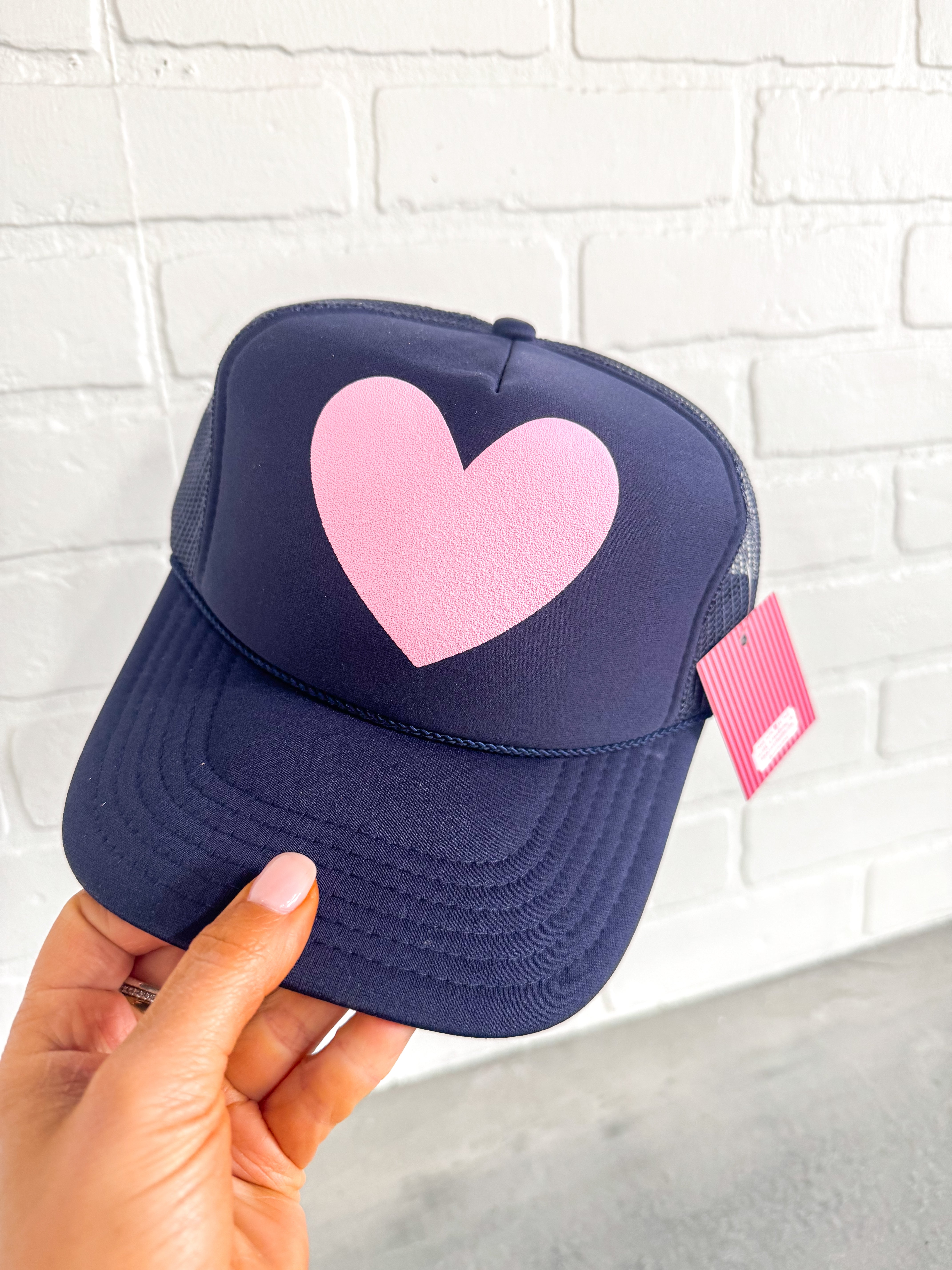 Happy Heart Trucker Hat- Navy