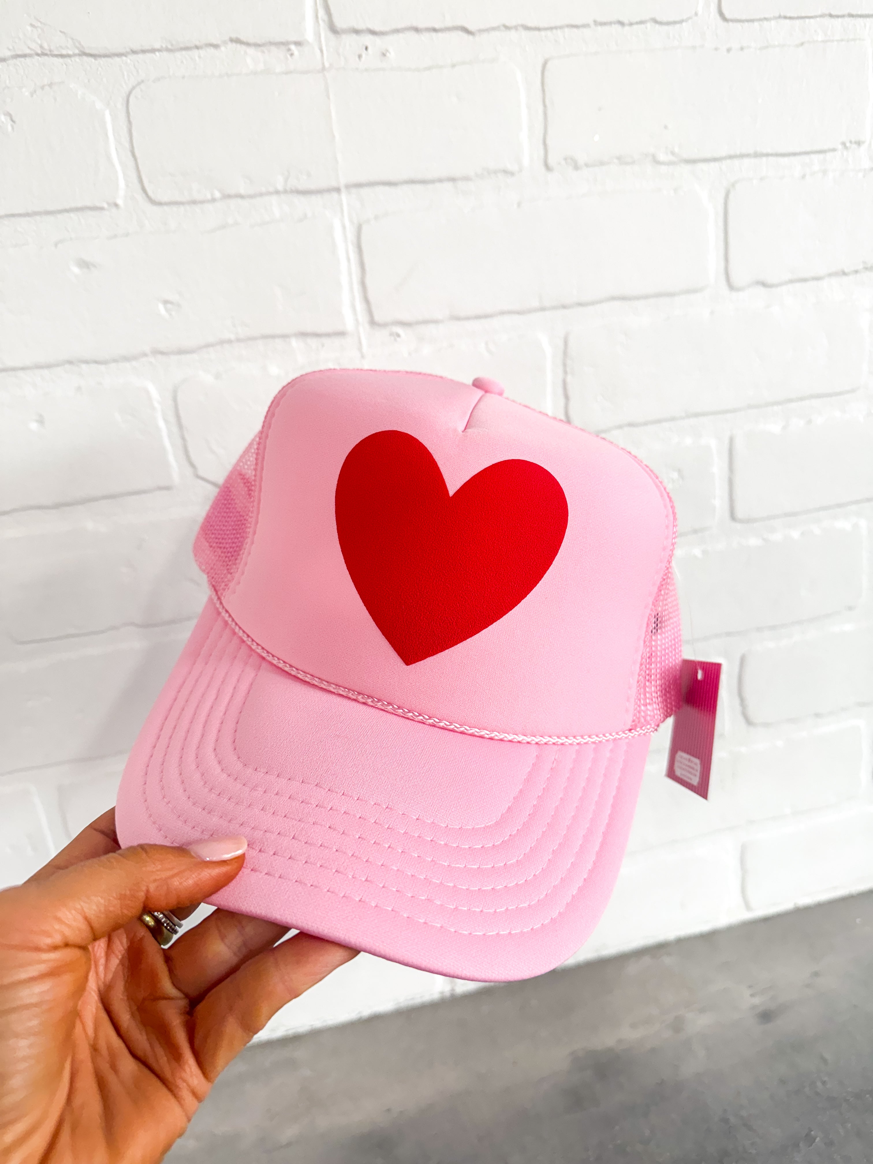 Happy Heart Trucker Hat- Pink