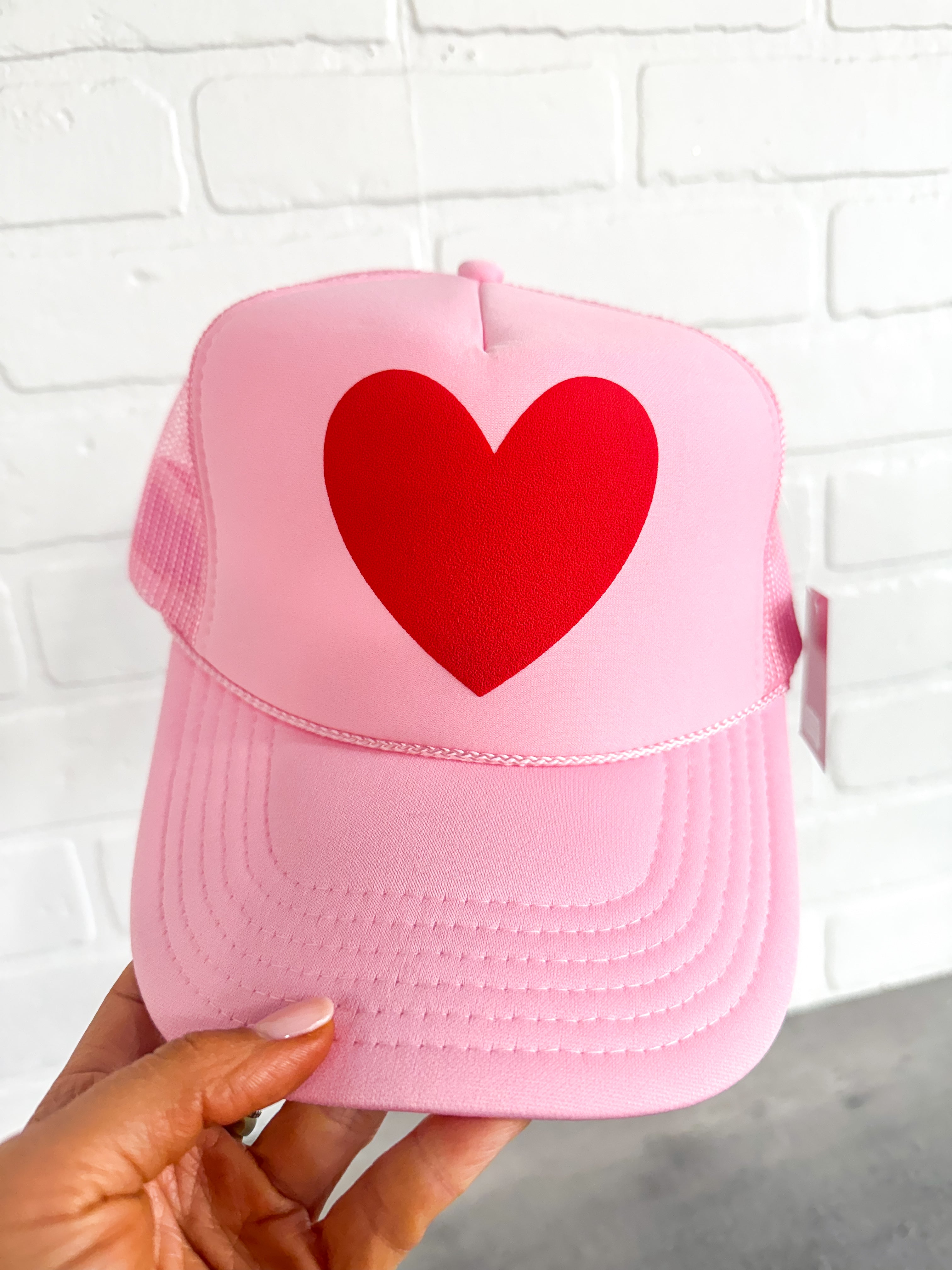 Happy Heart Trucker Hat- Pink